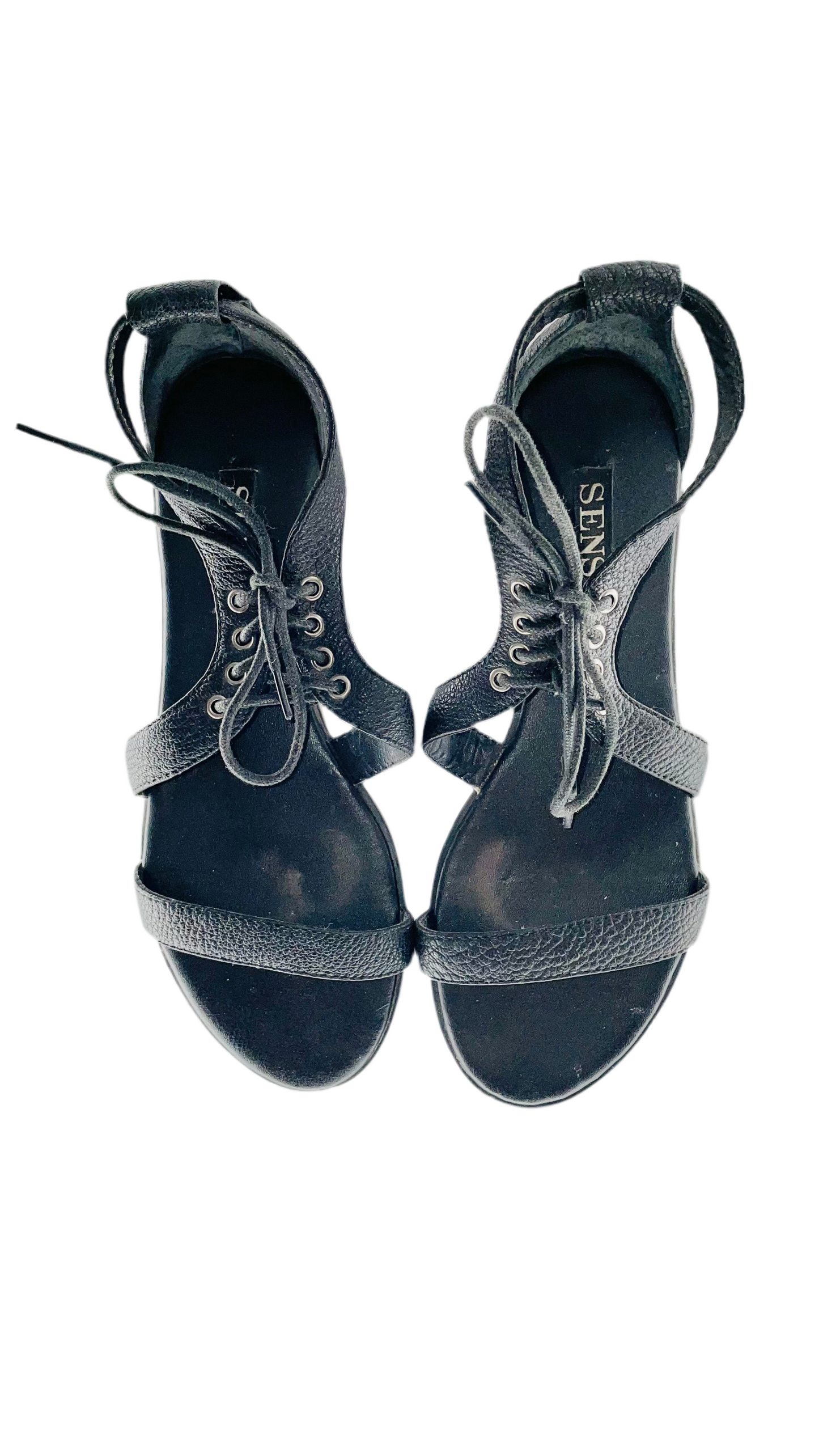 Pre-Loved black SENSO leather lace up sandals - Size 8