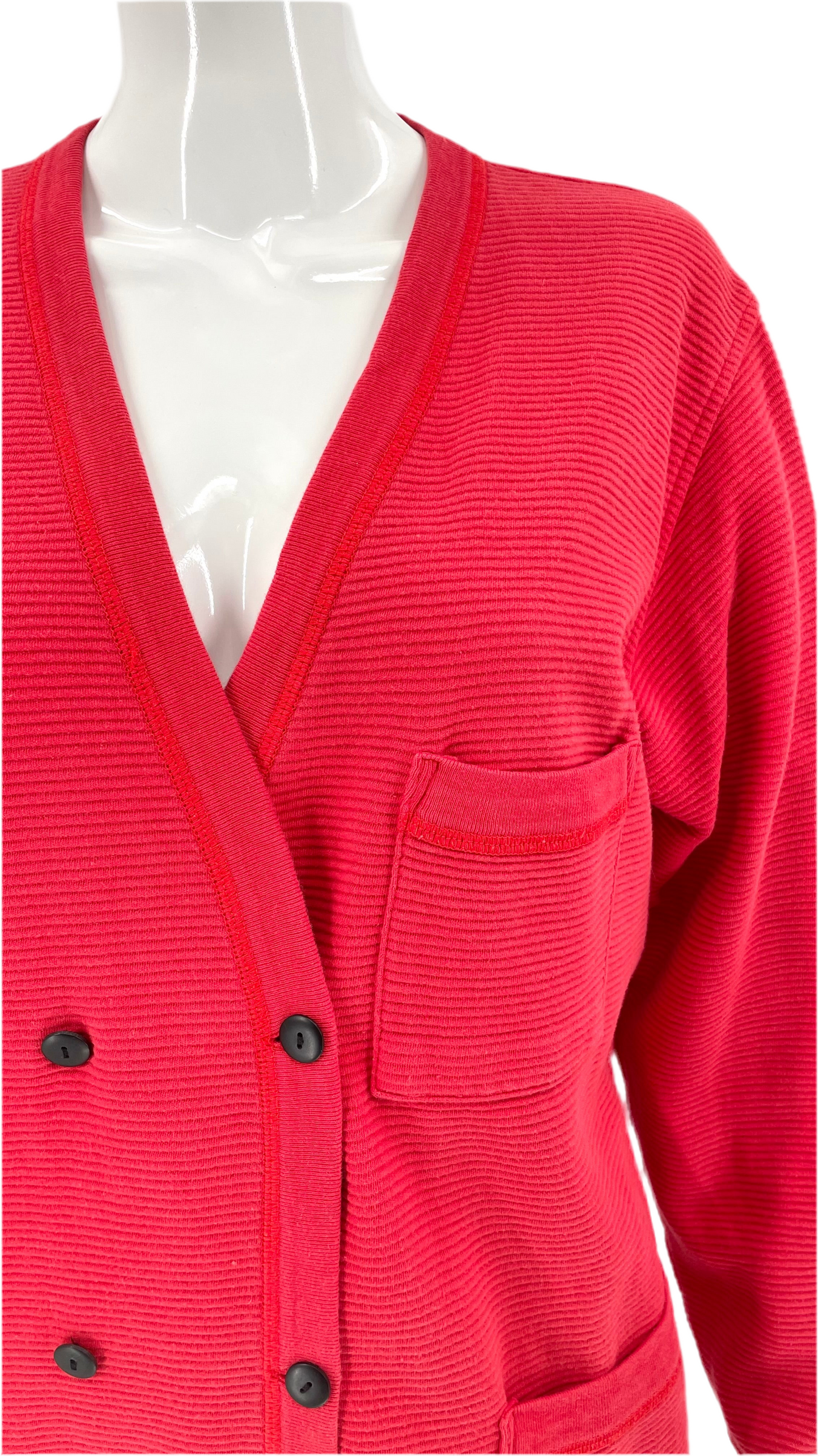 Vintage 90s red double breasted knit blazer - Size L