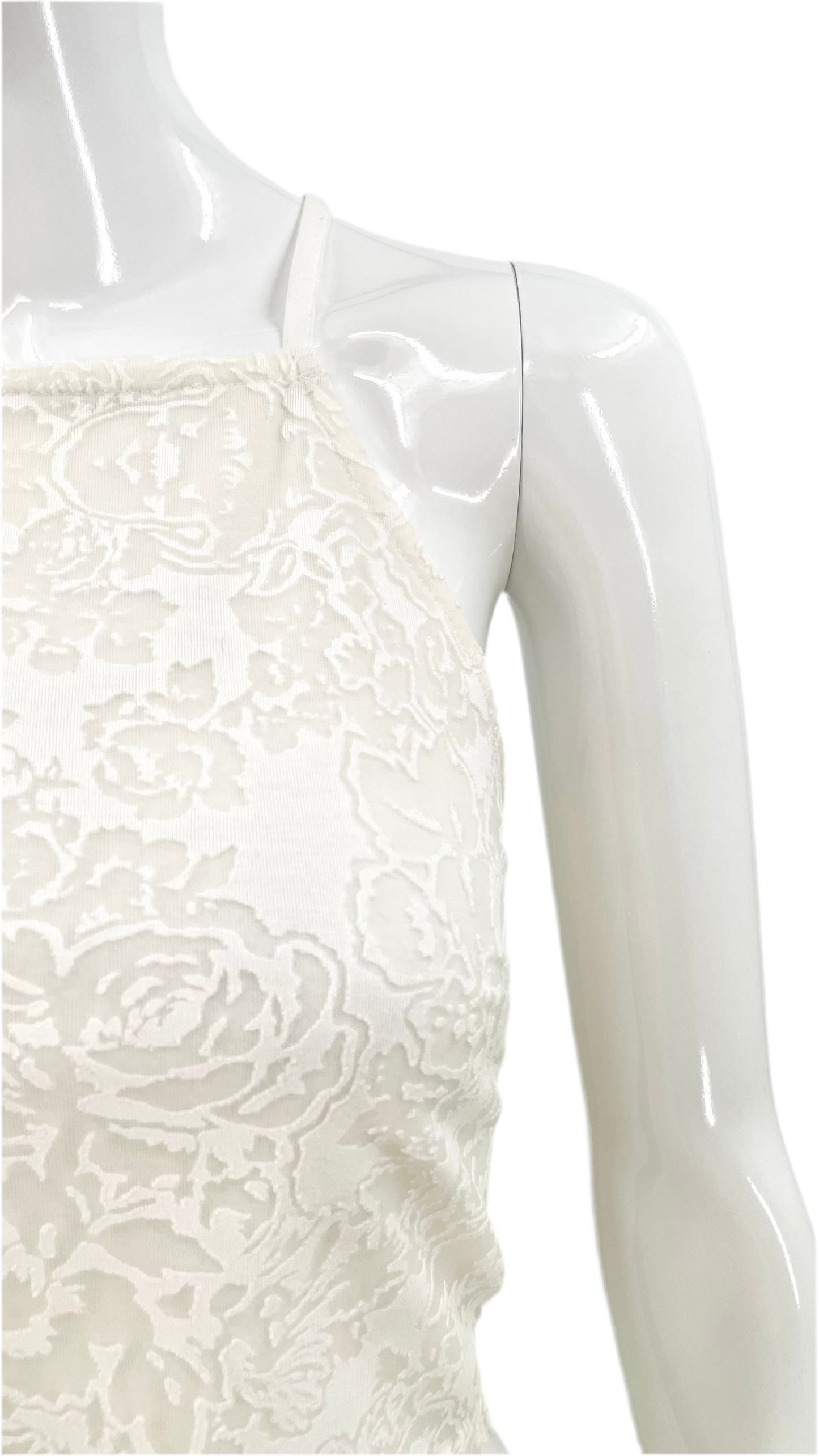 Pre-Loved white floral halter crop top - Size L