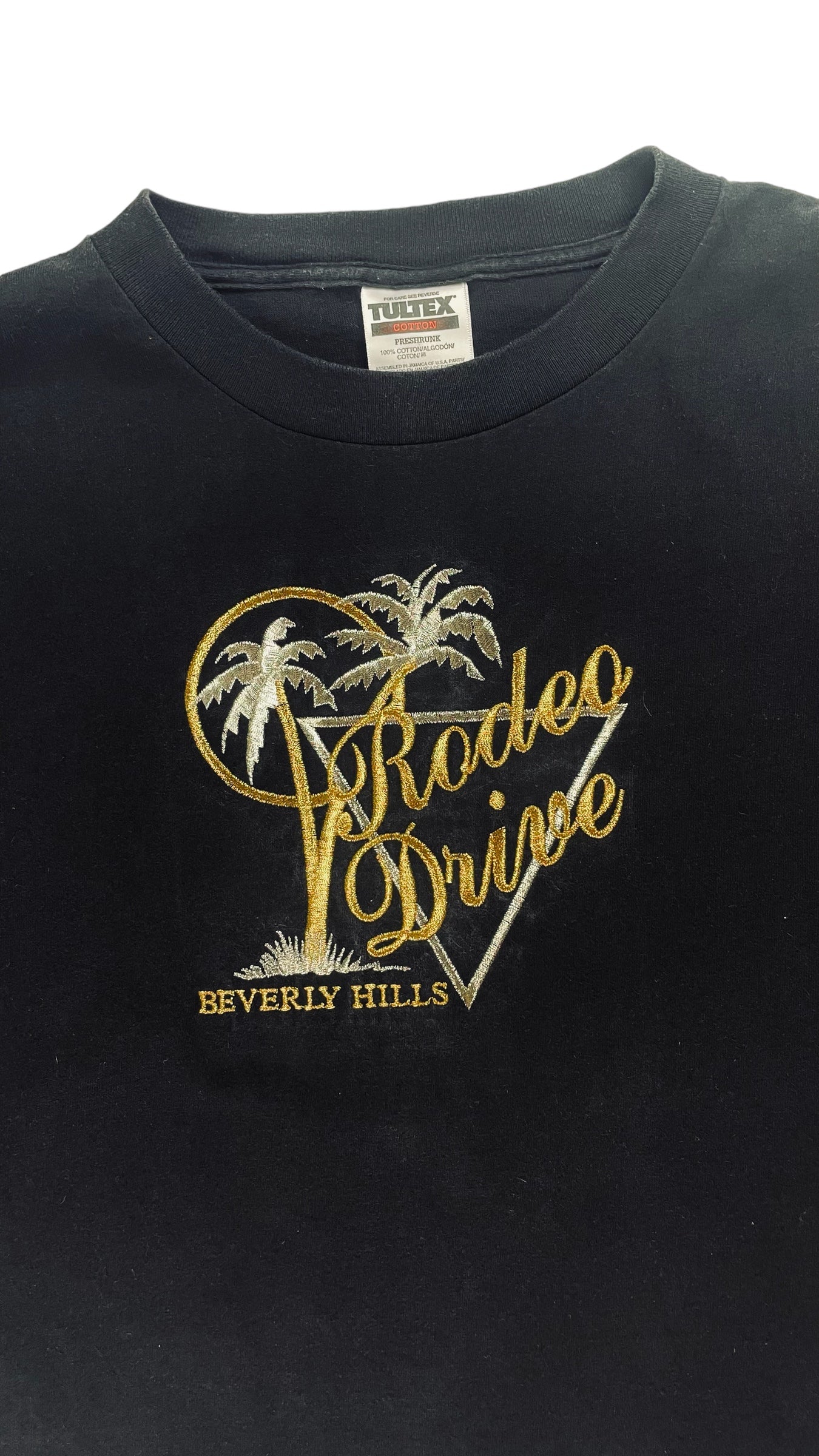 Vintage 90s black metallic Rodeo Drive souvenier t shirt - Size 2XL