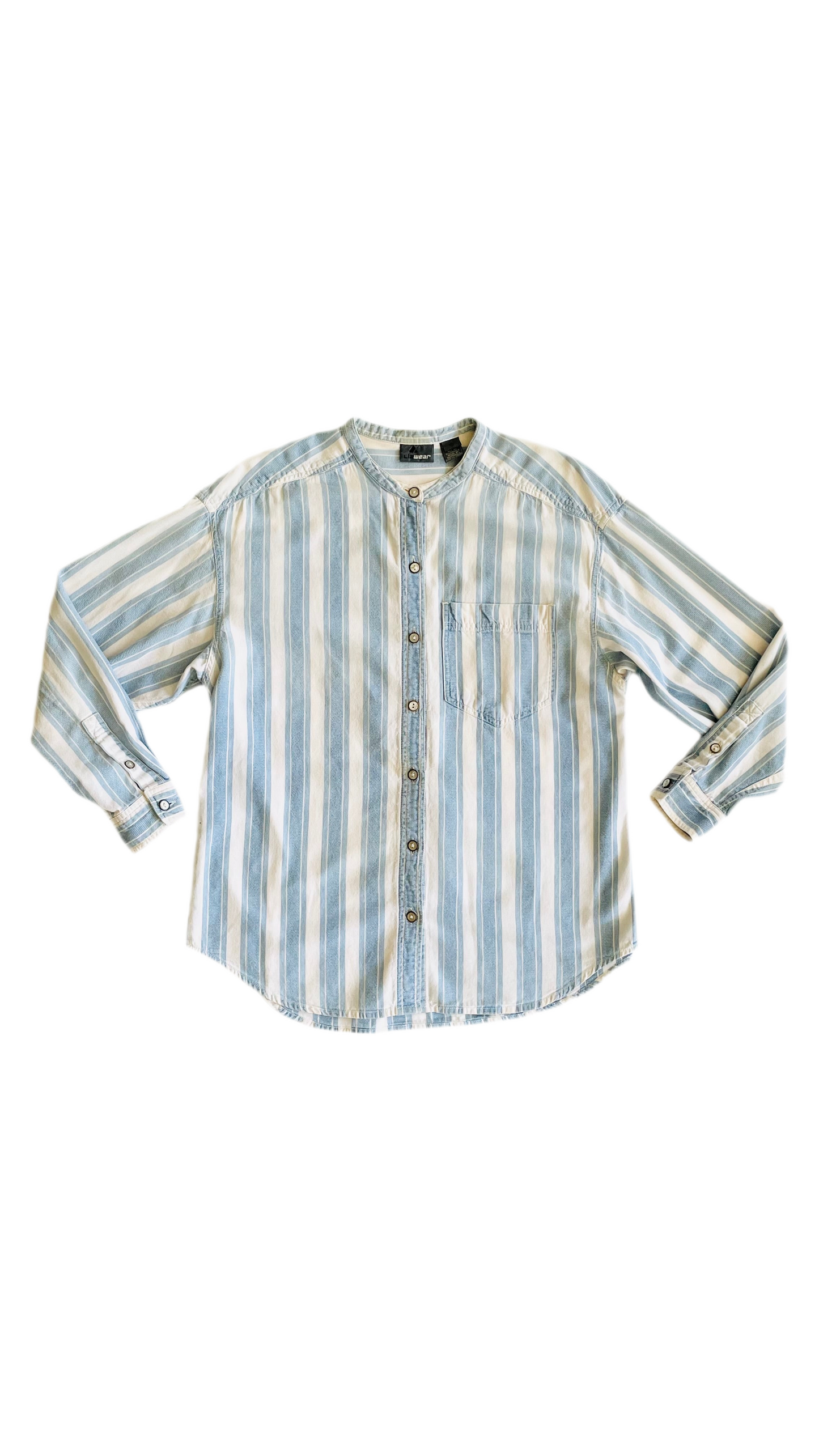 Vintage 90s LIZ CLAIBORNE blue & white striped button up shirt - Size L