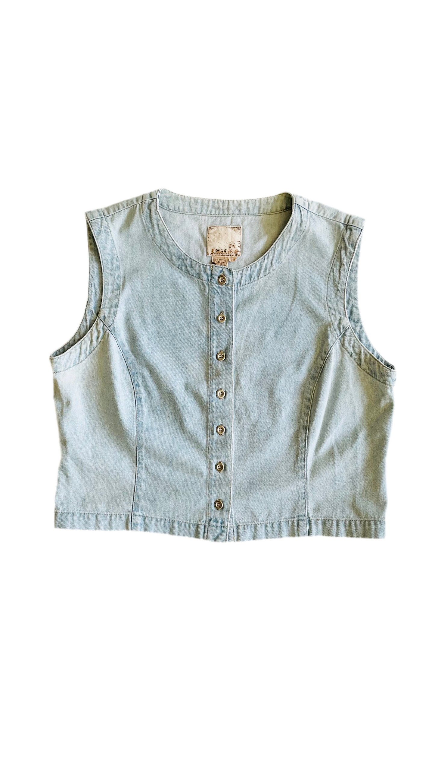 Vintage 90s light blue denim vest - Size L