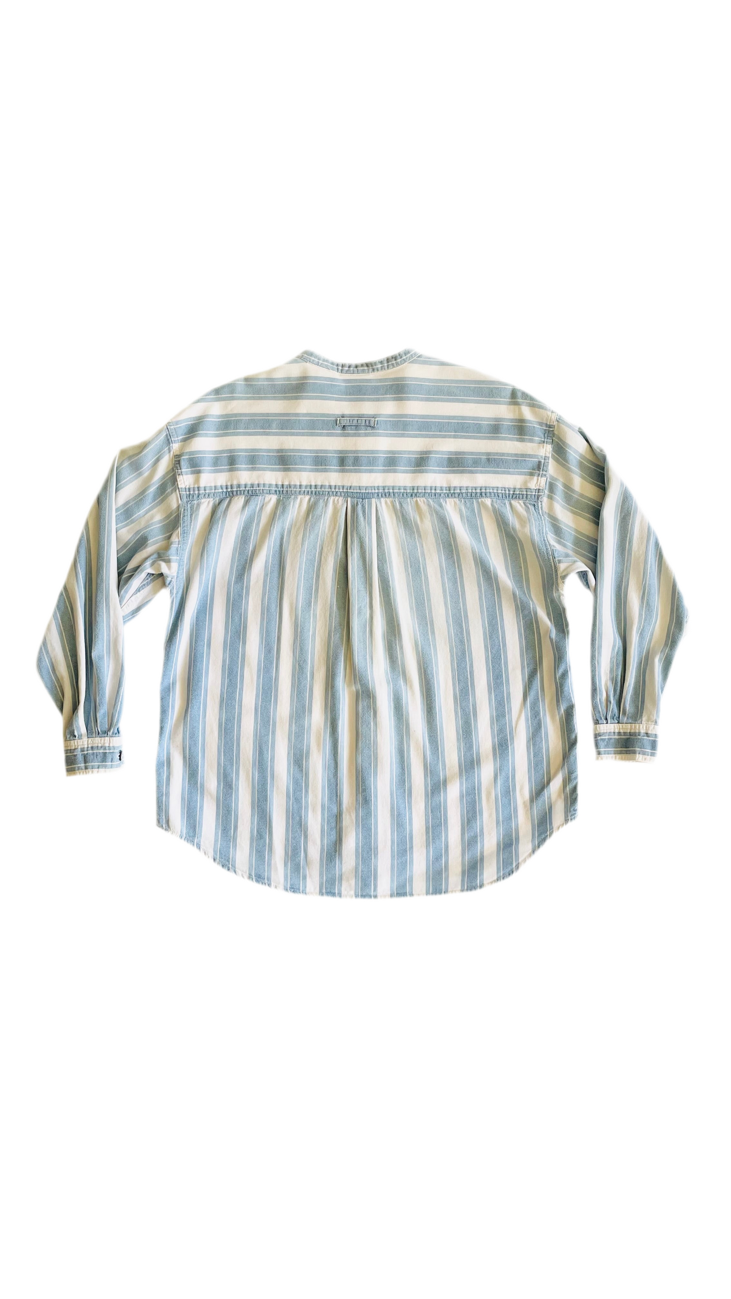 Vintage 90s LIZ CLAIBORNE blue & white striped button up shirt - Size L