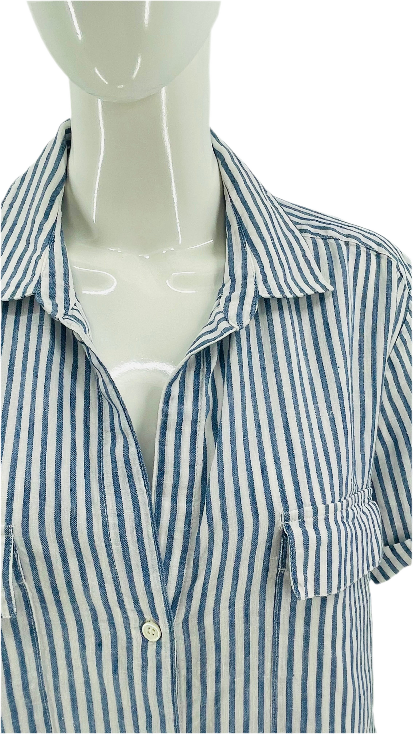 Vintage blue & white striped maxi dress - Size S-XL