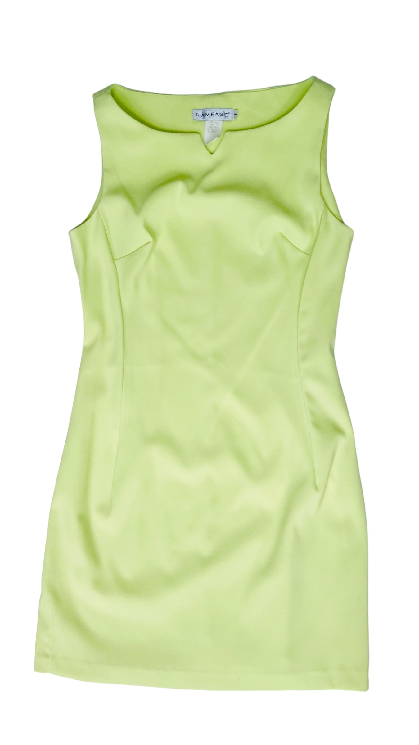 Vintage 90s RAMPAGE citrus yellow green mini tank dress - Size 7