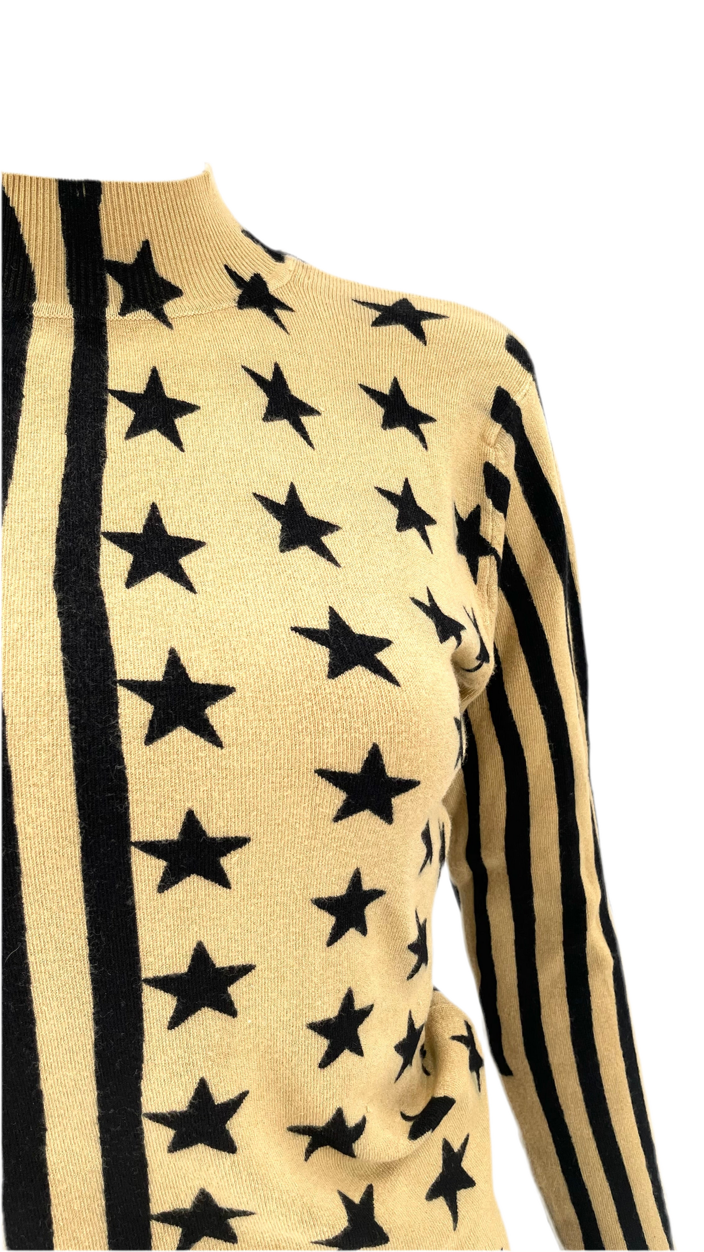 Pre-Loved black & mustard mock neck knit top - Size S