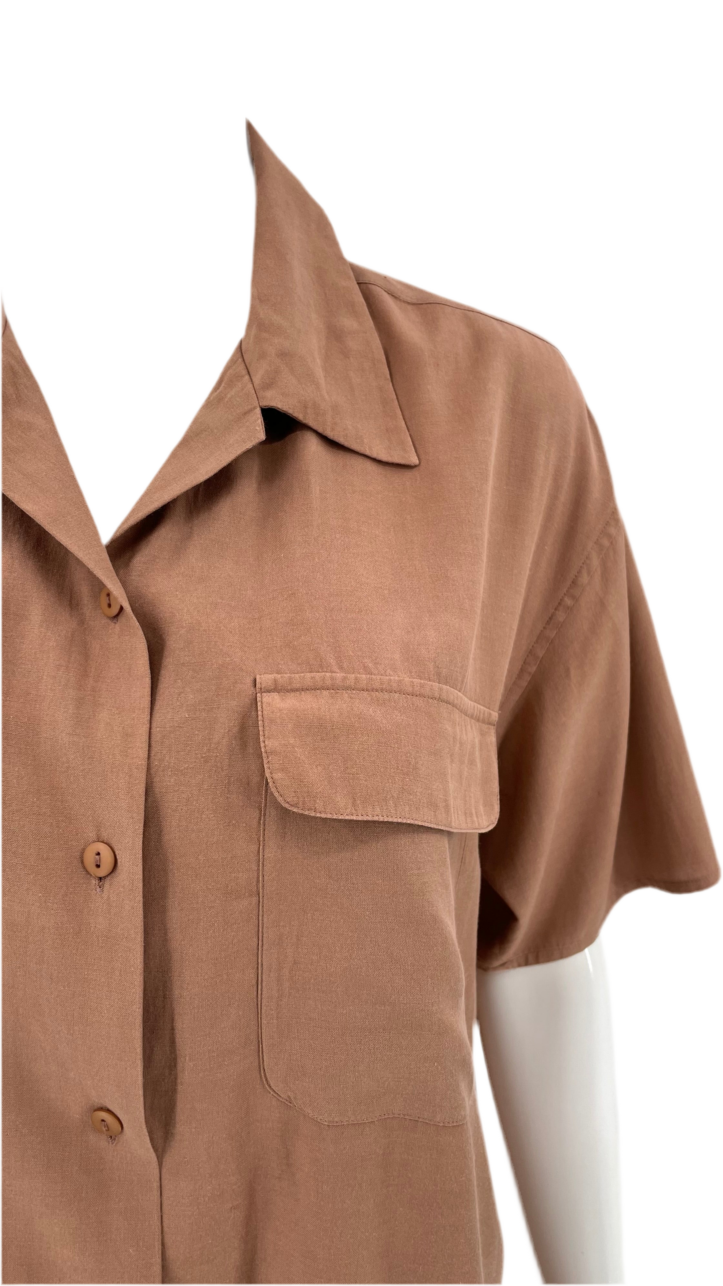 Vintage 90s blush nude button up shirt - Size M
