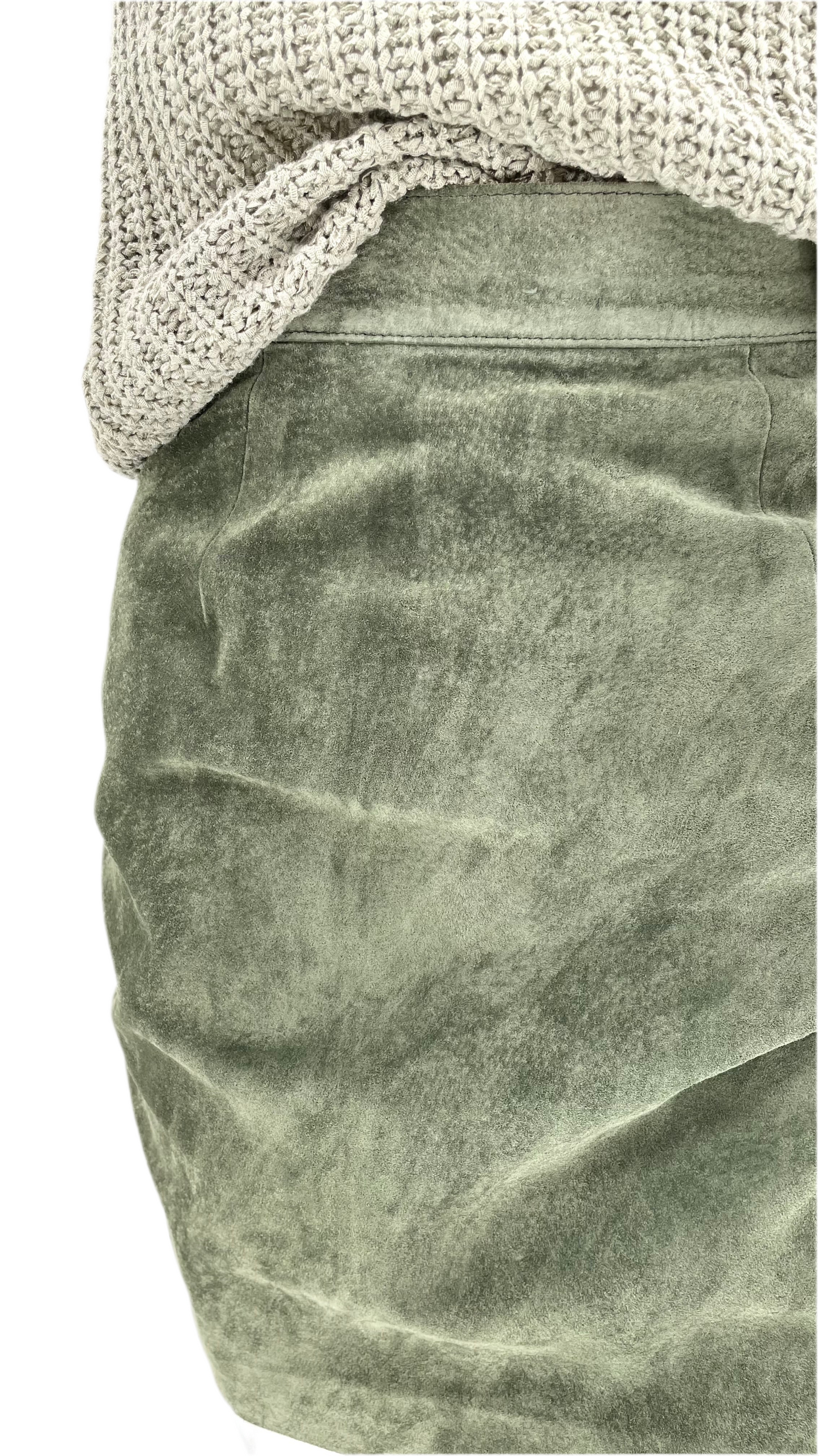 Vintage 90s UNITED COLORS OF BENETTON green suede mini skirt - Size XS