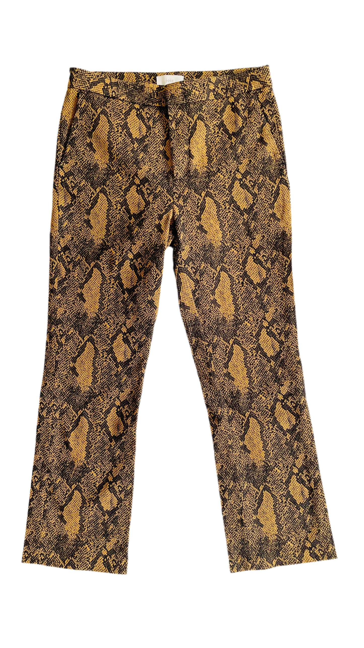 Pre-Loved JOIE black & mustard snake print pants - Size 4