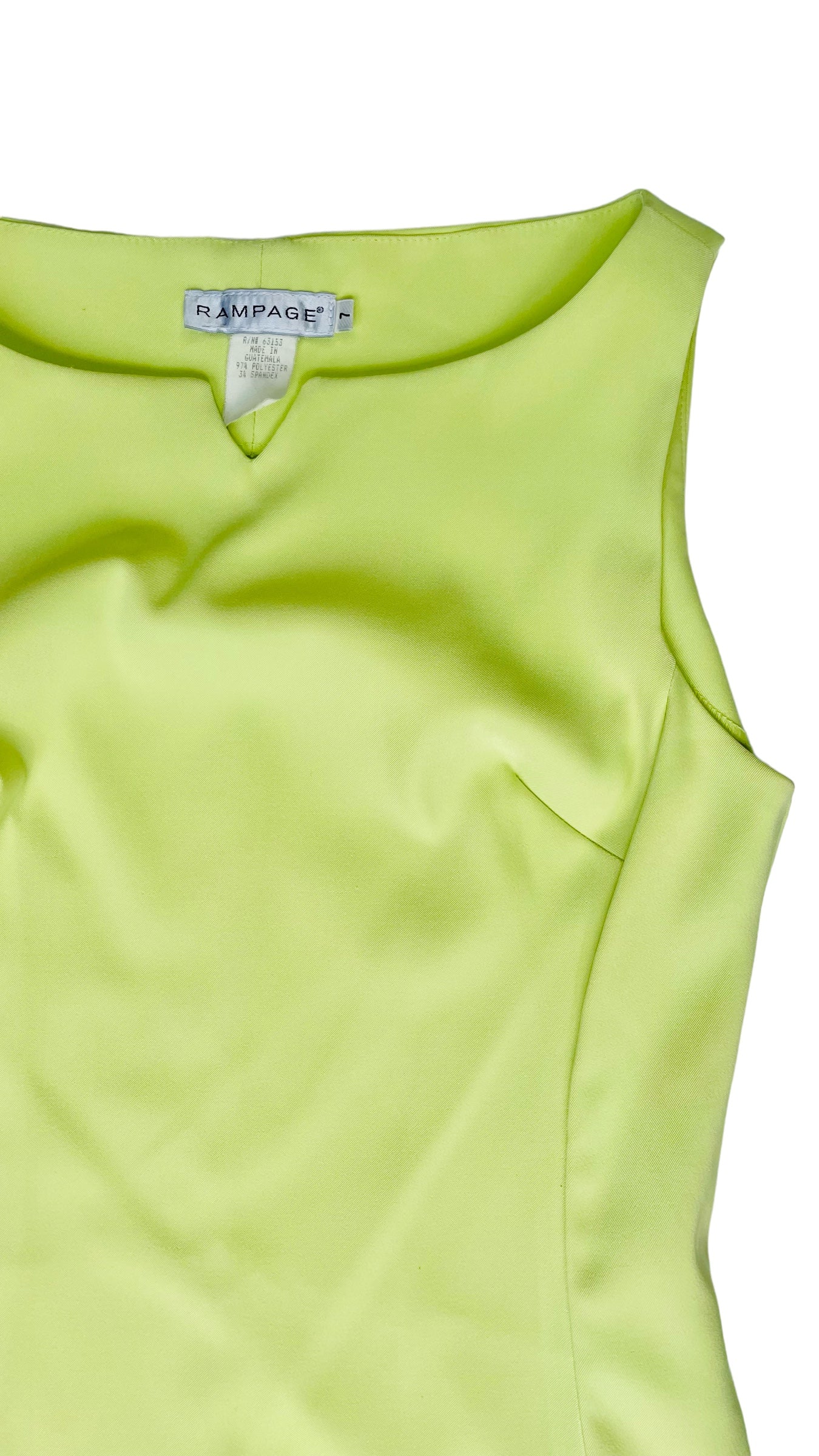 Vintage 90s RAMPAGE citrus yellow green mini tank dress - Size 7