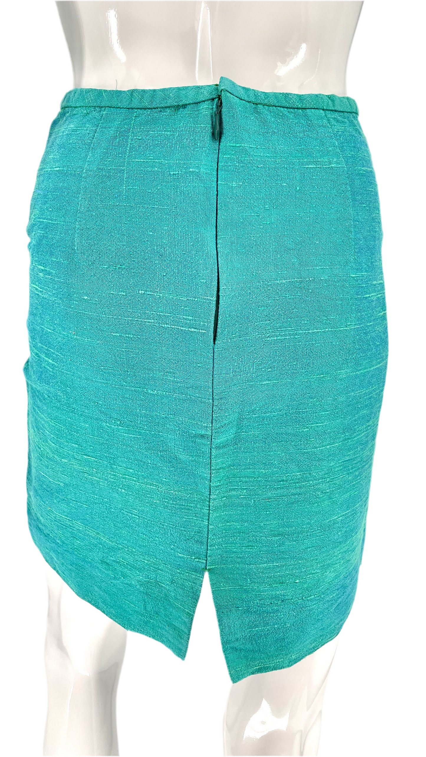 Vintage green imitation silk mini skirt - Size S