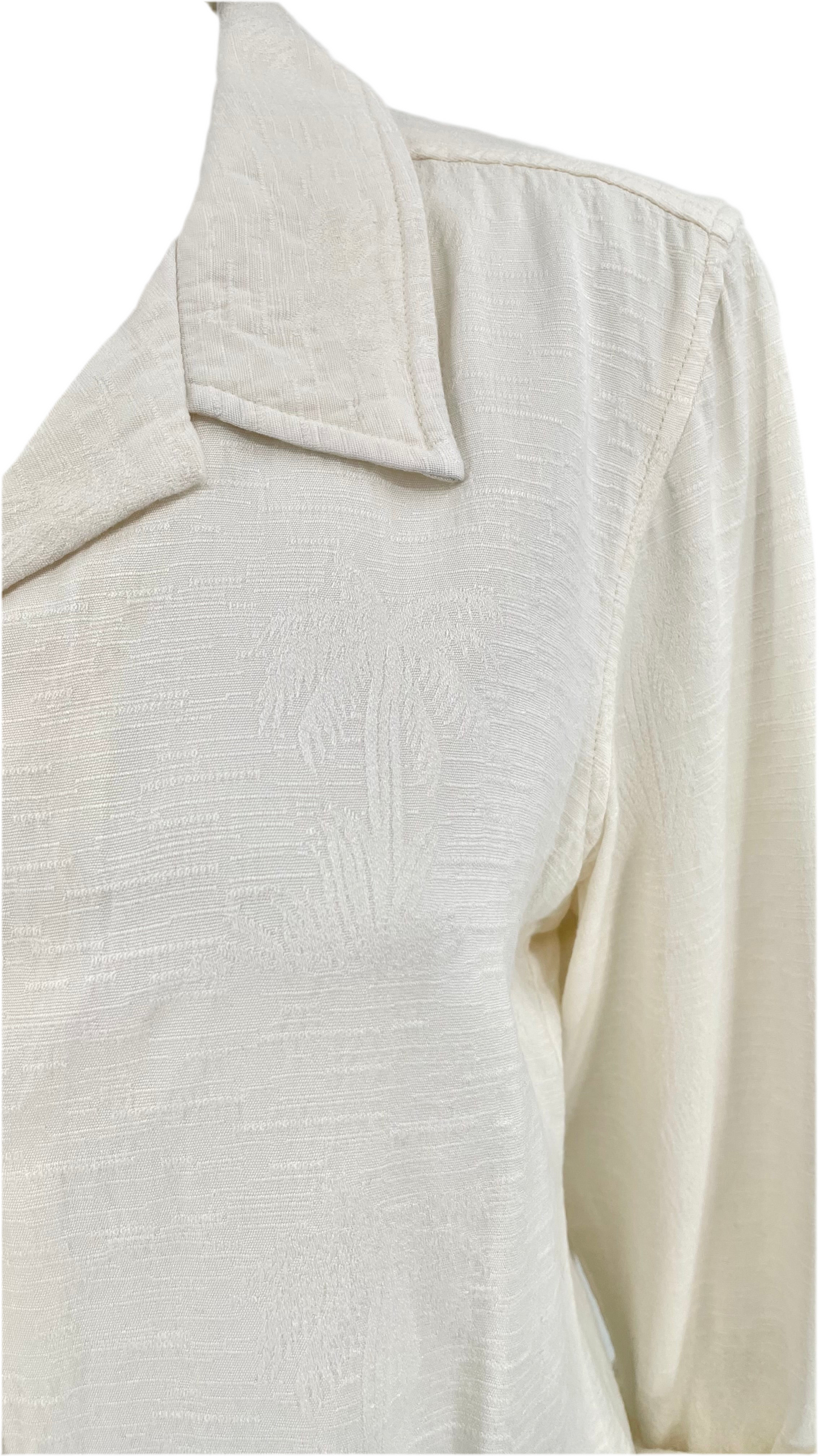 Vintage 90s off white palm tree jacquard button up shirt - Size L