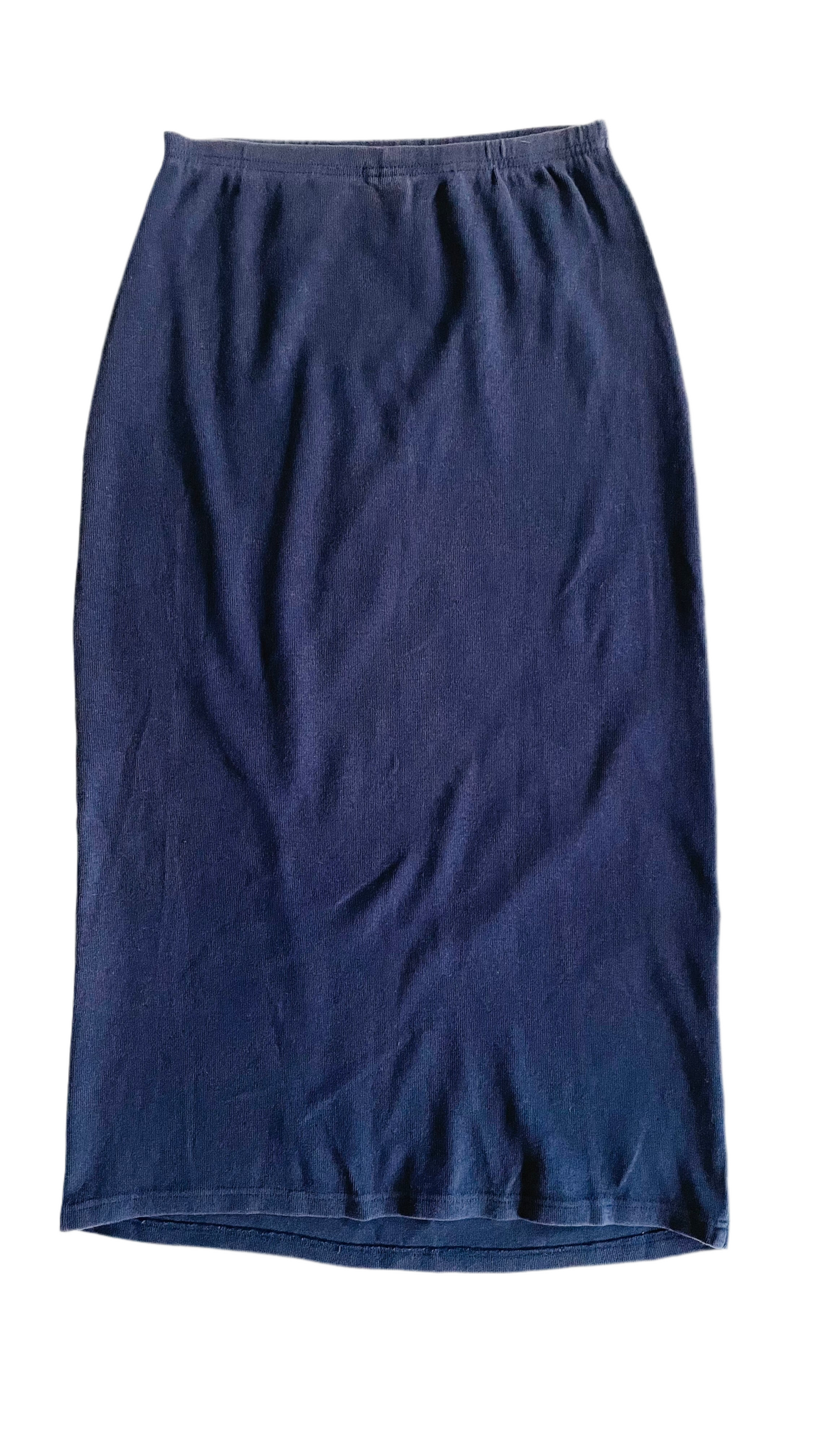 Vintage 90s navy blue ribbed maxi skirt - Size L