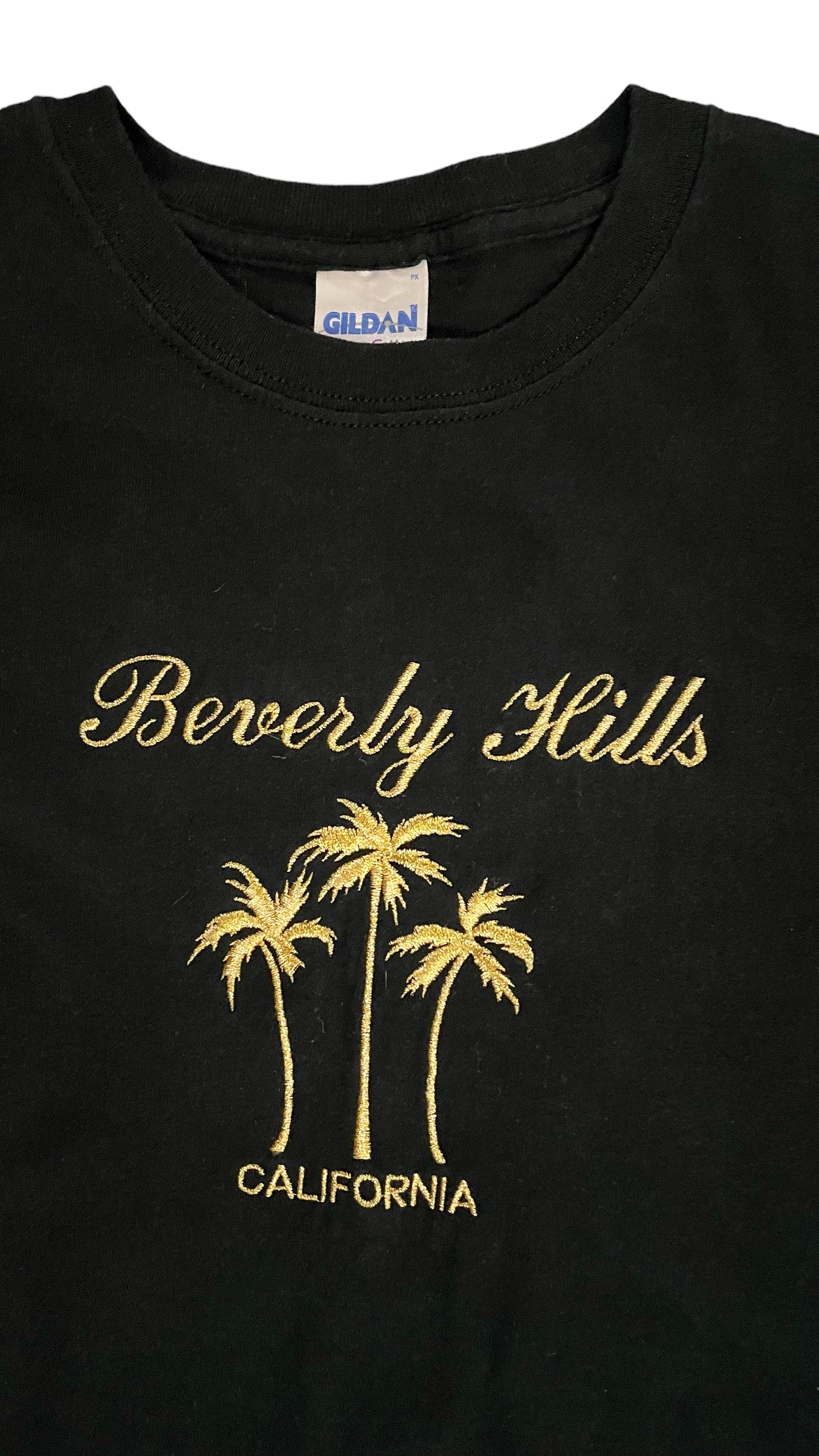 Vintage 90s black metallic Beverly Hills souvenier t shirt - Size M