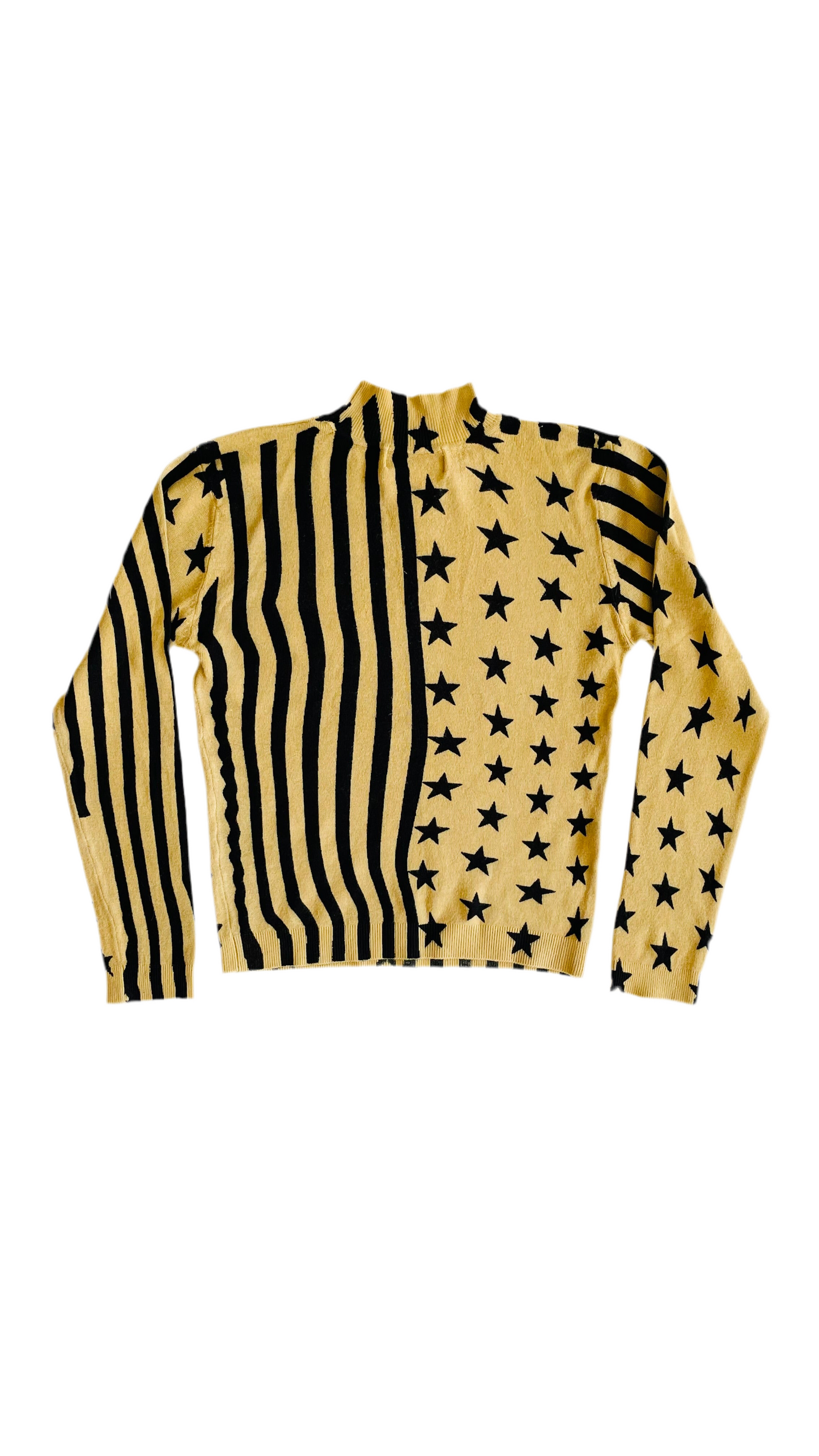 Pre-Loved black & mustard mock neck knit top - Size S