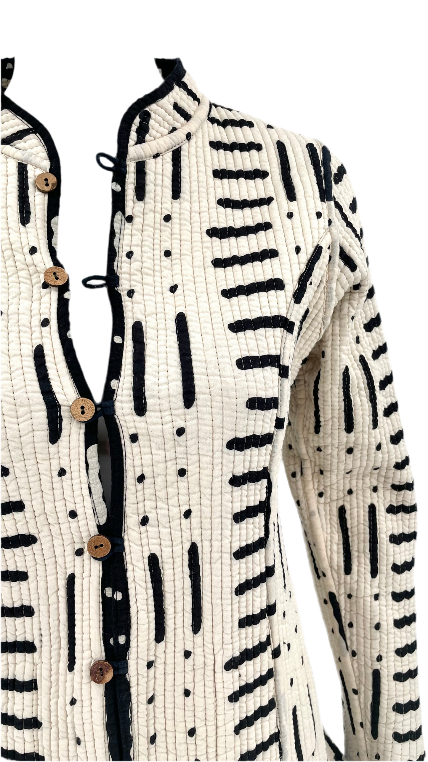 Vintage 90s cream & black quilted reversible jacket - Size S