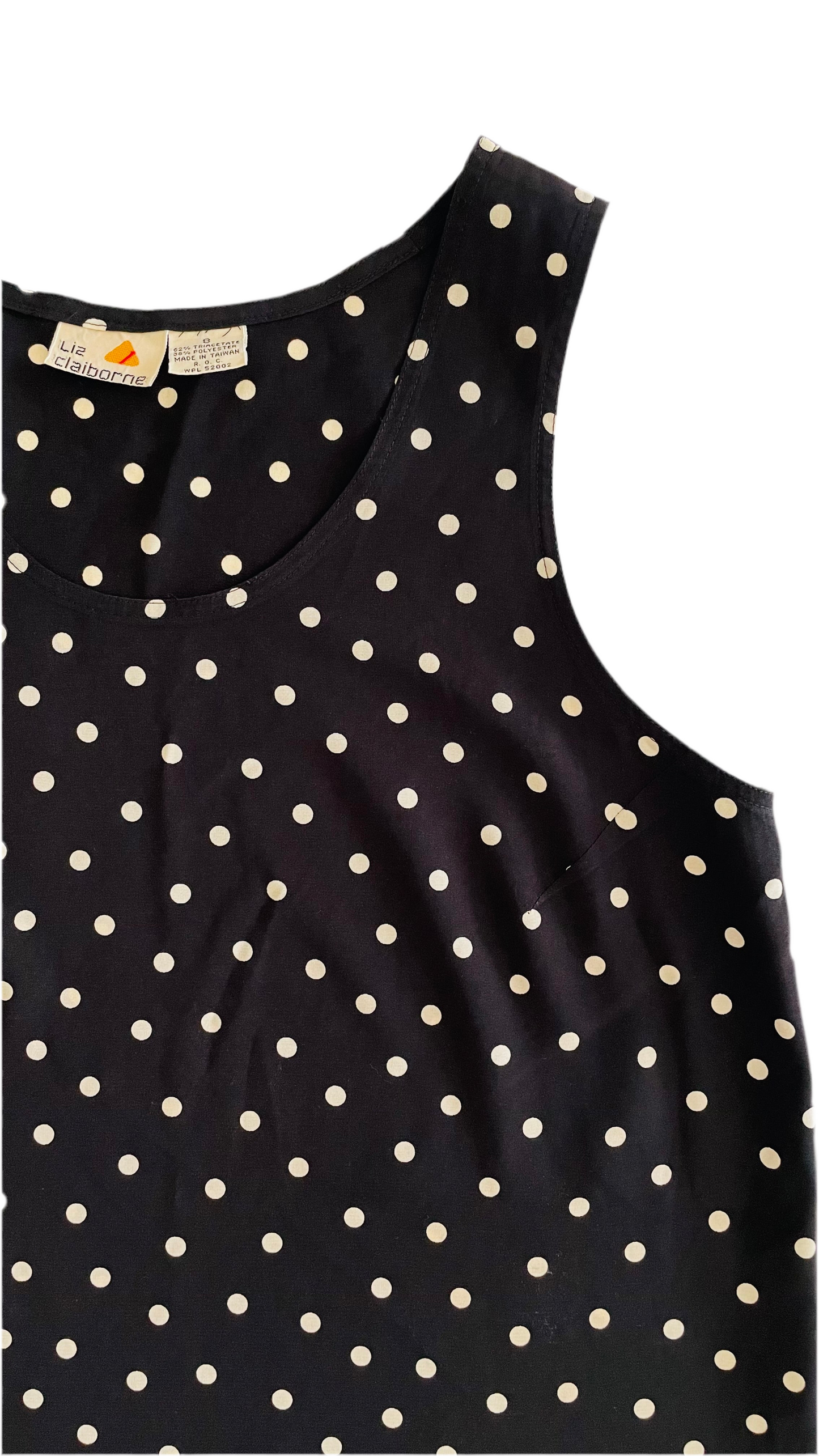 Vintage 90s LIZ CLAIBORNE black & cream polka dot tank top - Size 8