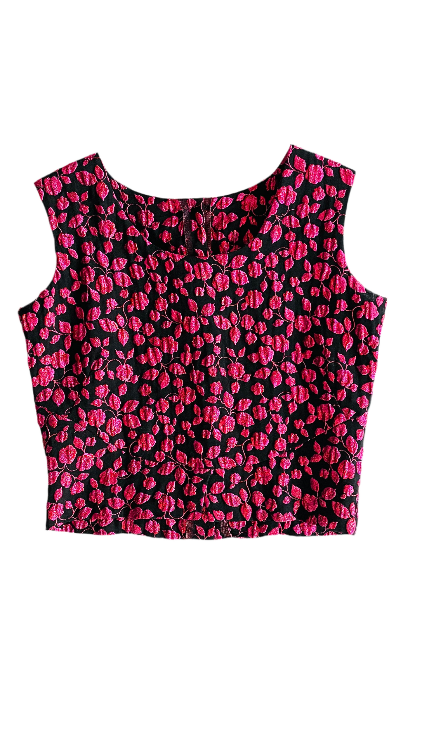 Vintage 60s black & pink metallic tank top - Size S
