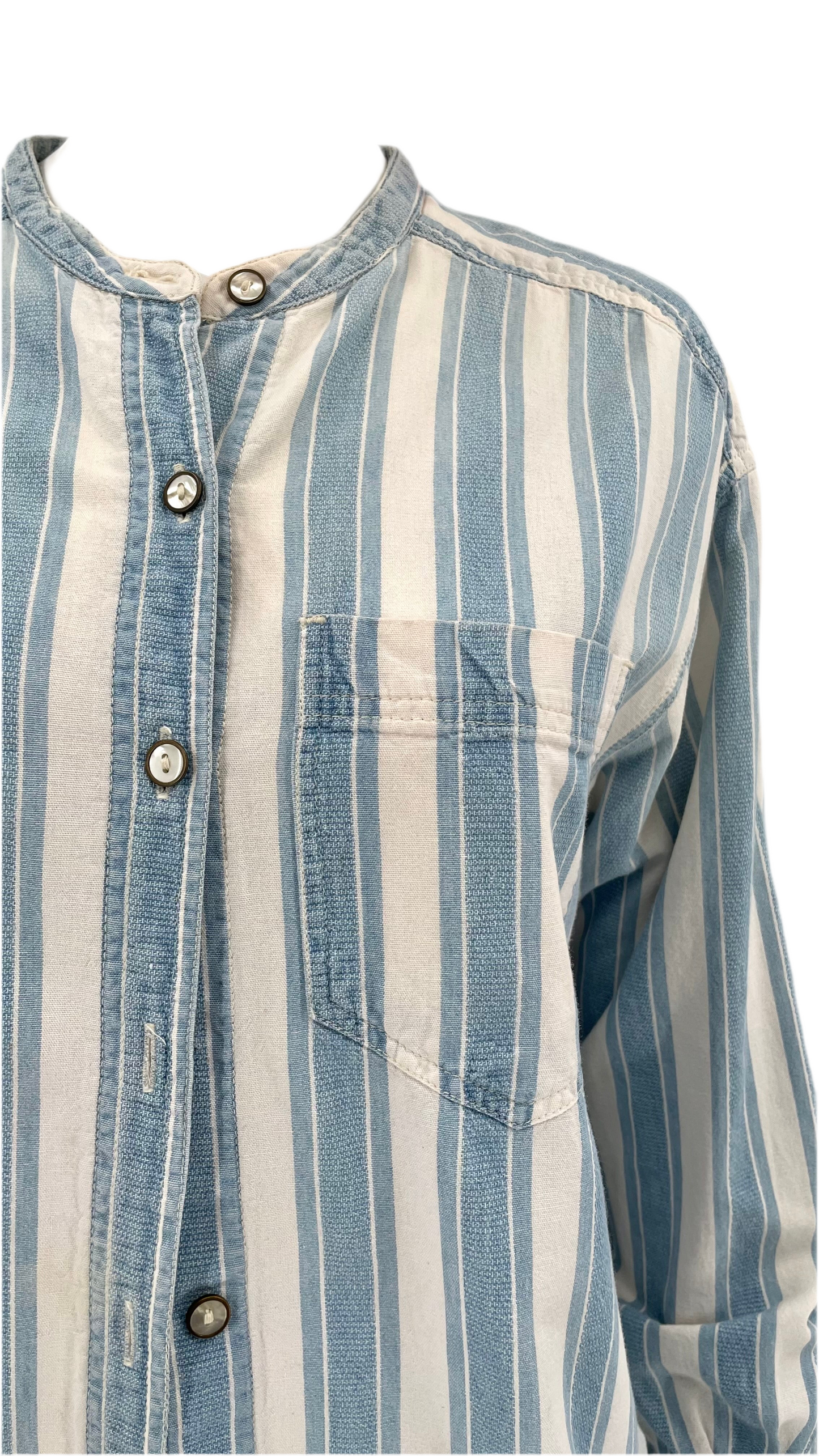 Vintage 90s LIZ CLAIBORNE blue & white striped button up shirt - Size L