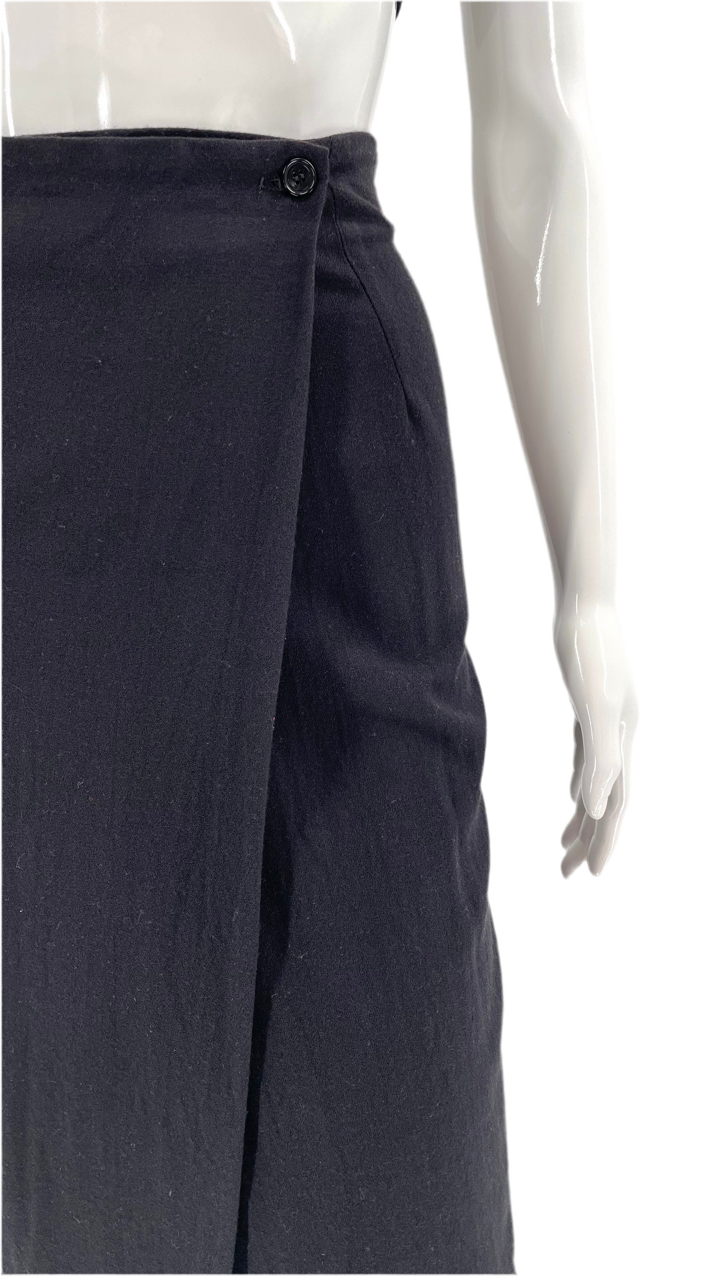 Vintage 90s black wrap midi skirt - Size 8