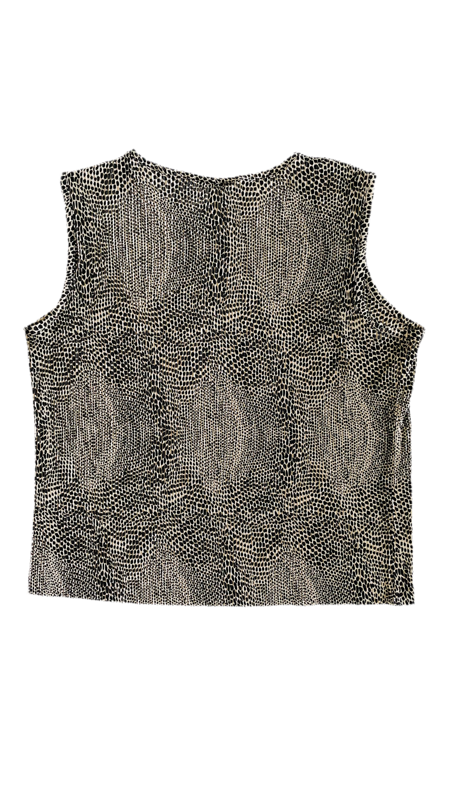 Vintage 90s pleated black & cream abstract dot print tank - Size M