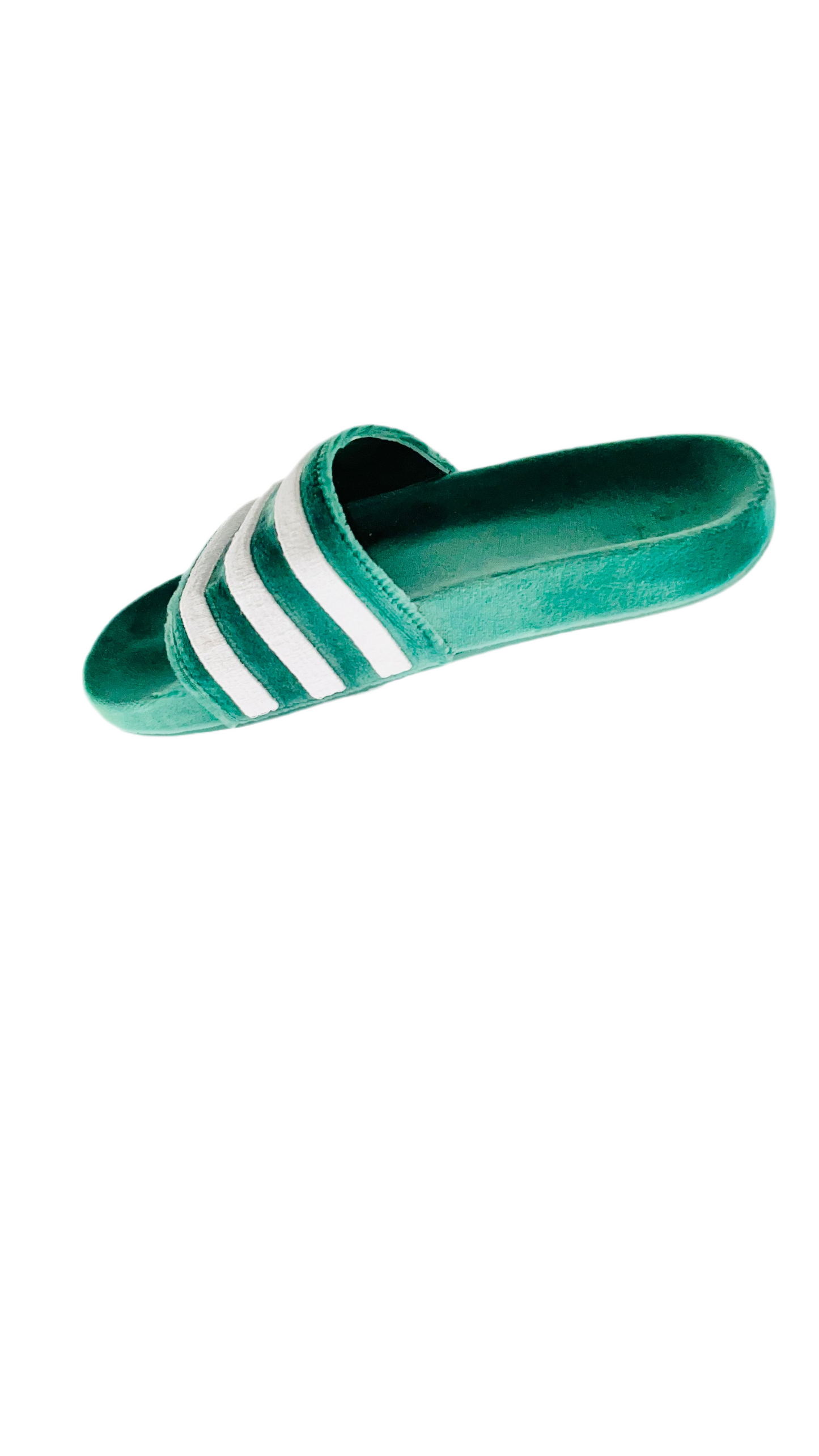 Pre-Loved green velvet ADIDAS adilette slides - Size 7