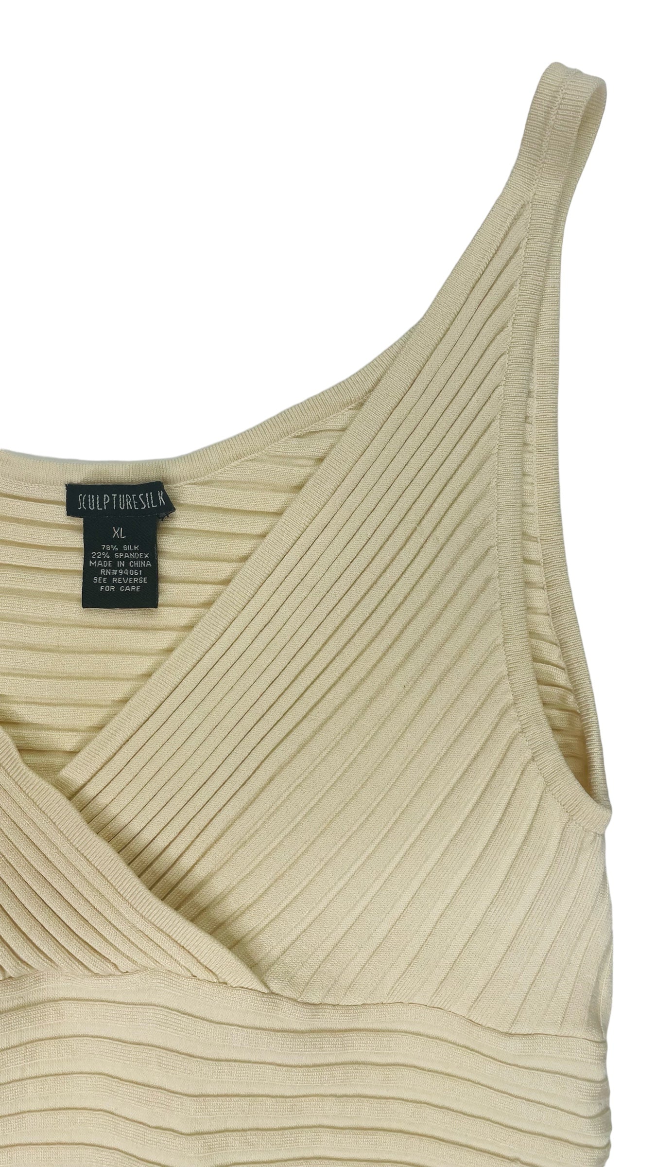 Vintage 90s silk ribbed wrap knit tank top - Size XL