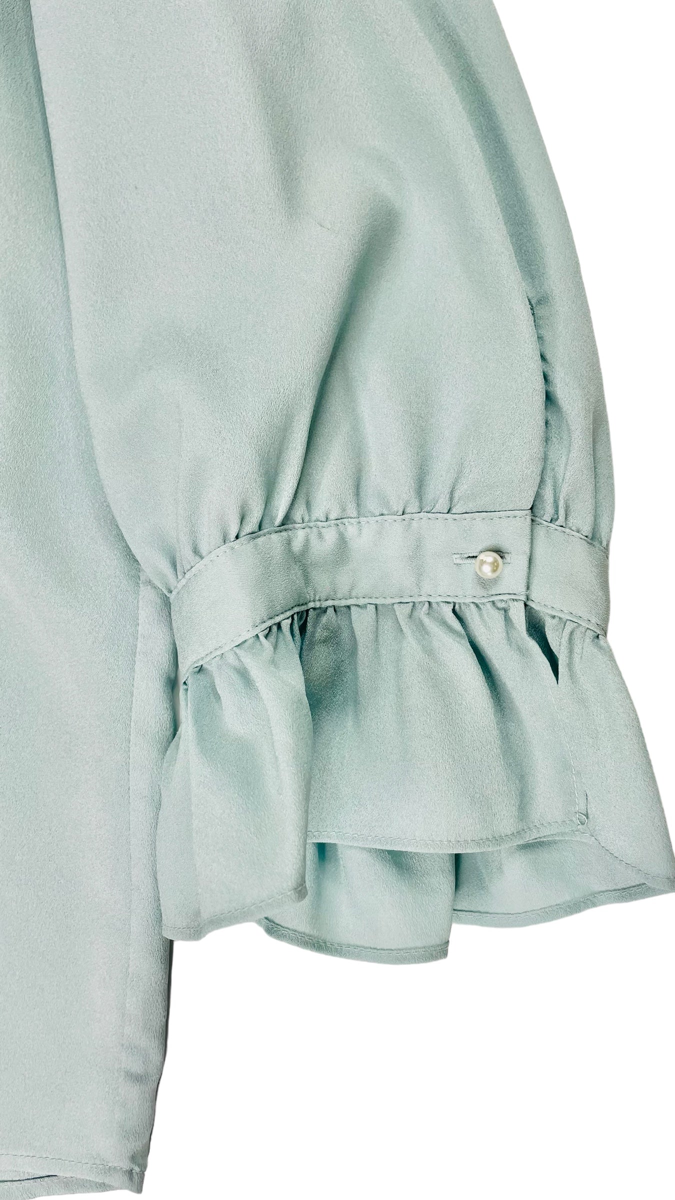 Vintage Y2K KARL LAGERFELD light blue ruffled long sleeve button up top - Size XL