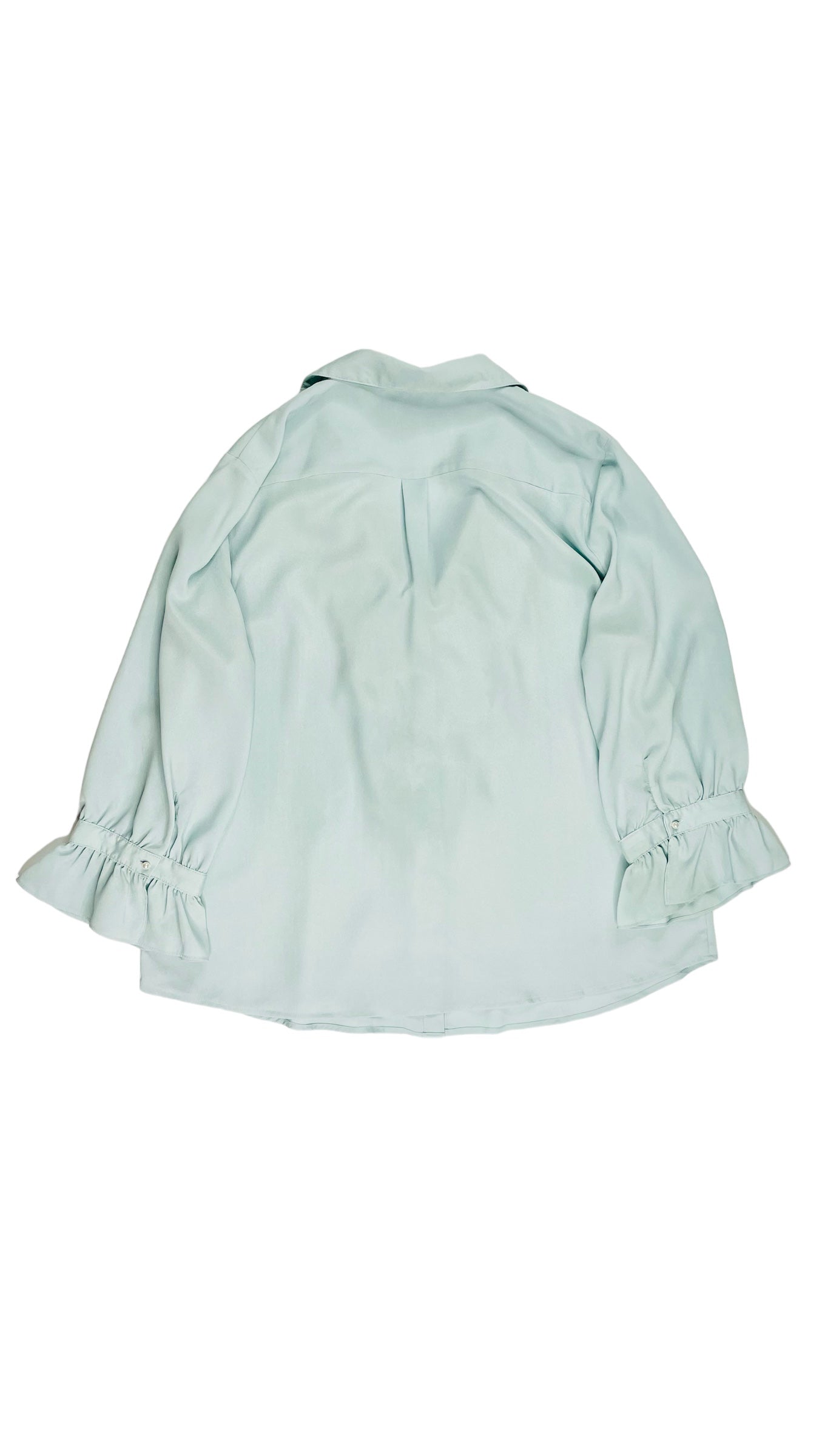 Vintage Y2K KARL LAGERFELD light blue ruffled long sleeve button up top - Size XL