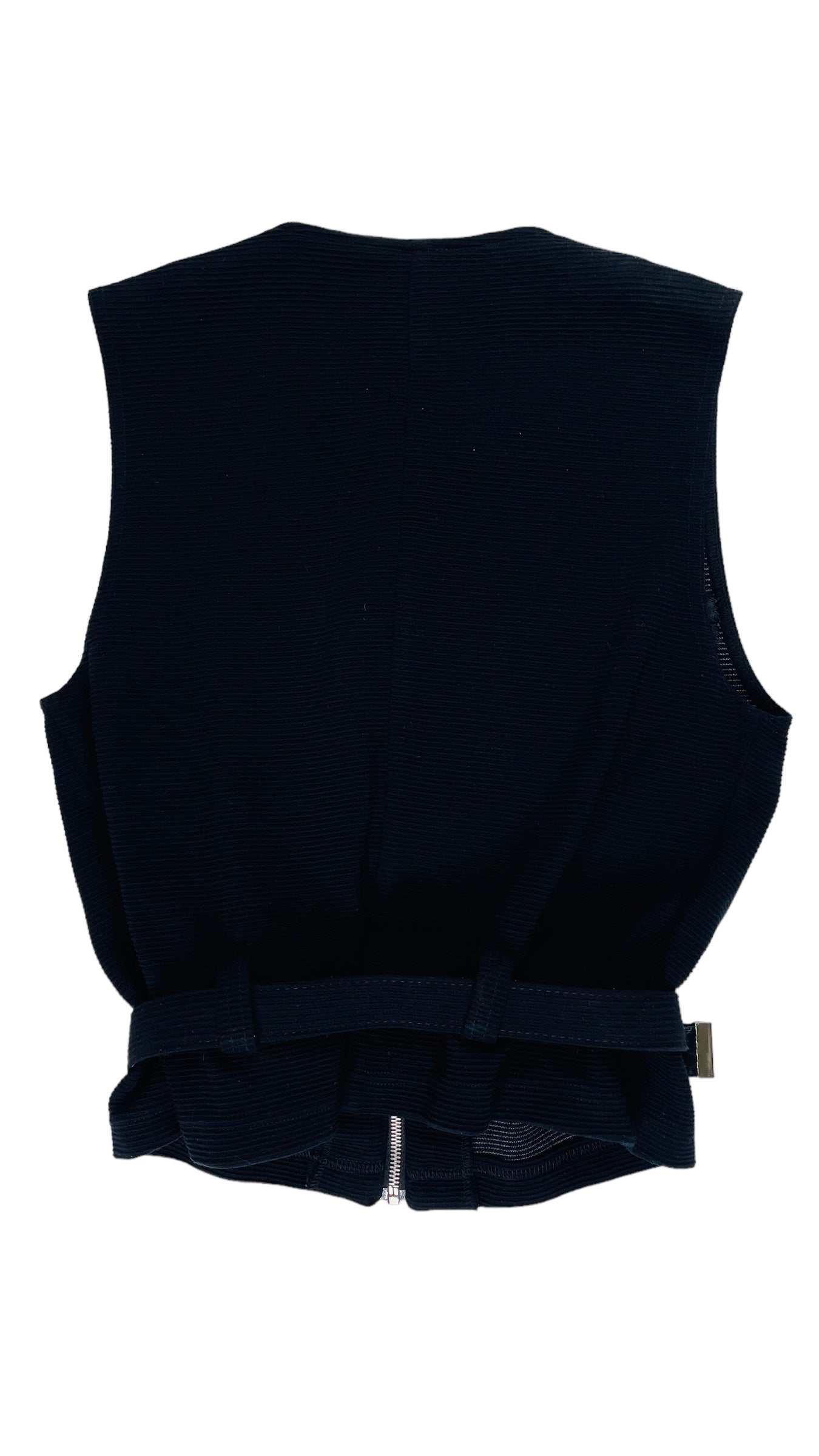Vintage 90s black CACHE long sleeve ribbed knit jumpsuit with stirrups and vest- Size S