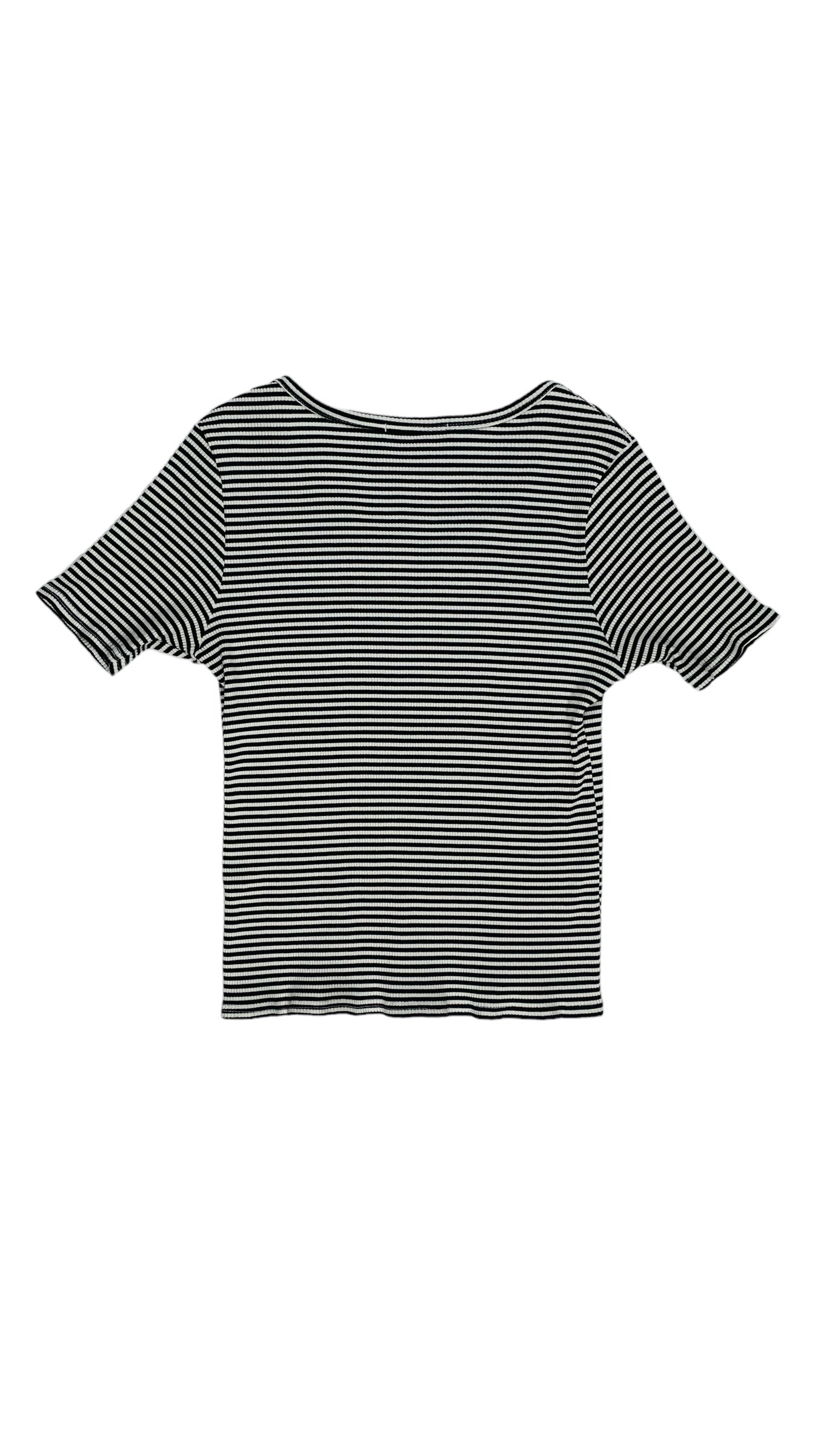 Vintage 90s EXPRESS black & white striped knit short sleeve t shirt - Size L