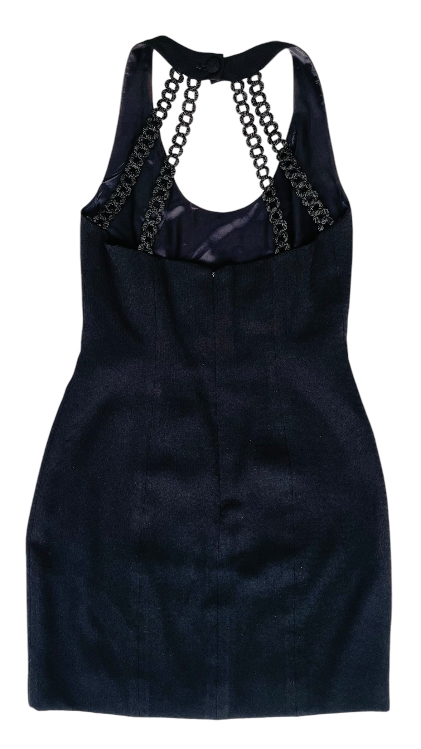 Vintage 90s Black CACHE x NICOLE MILLER halter mini tank dress evening wear prom - Size 8