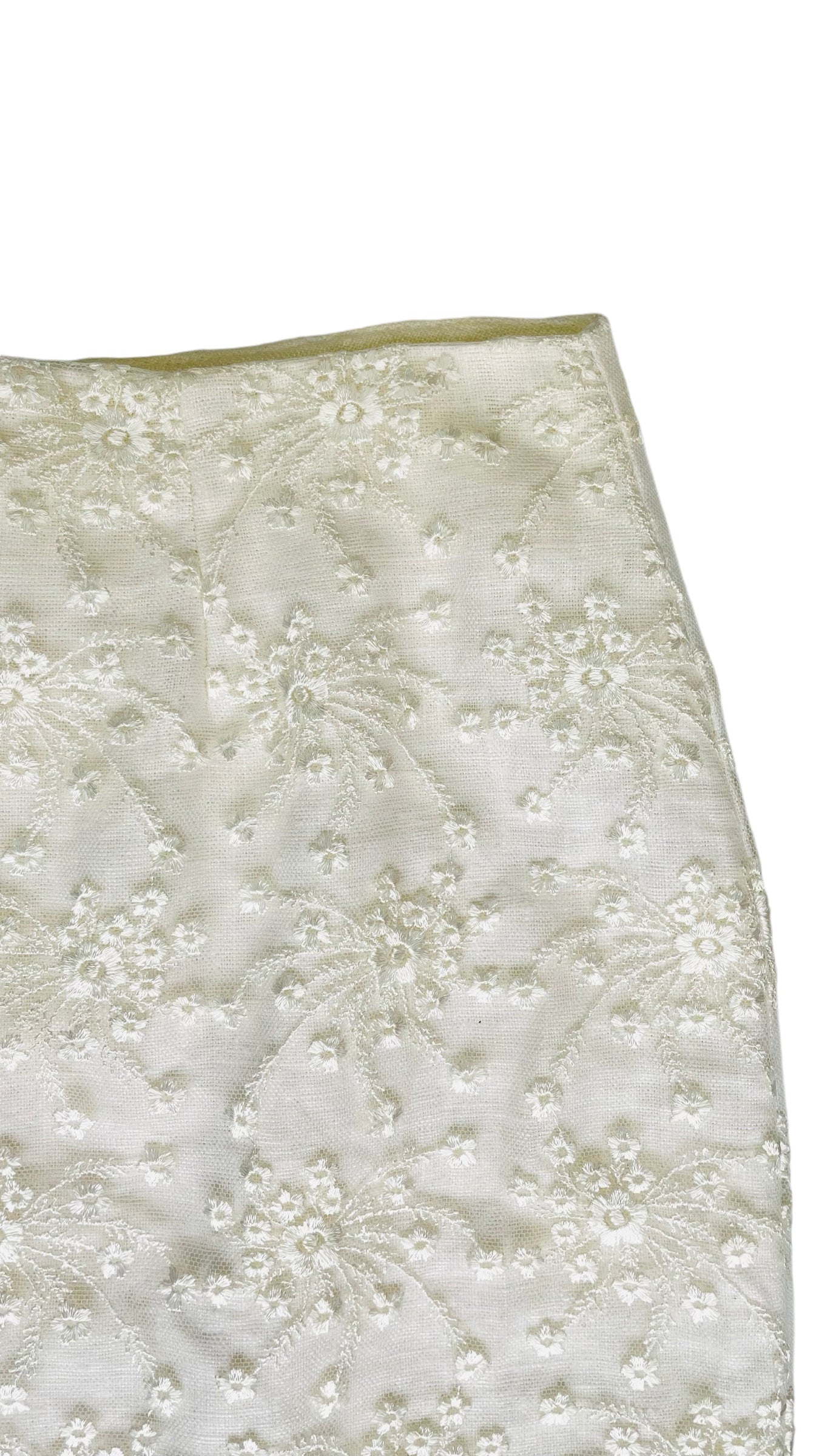 Vintage 90s CACHE cream floral embroidered skirt - Size S