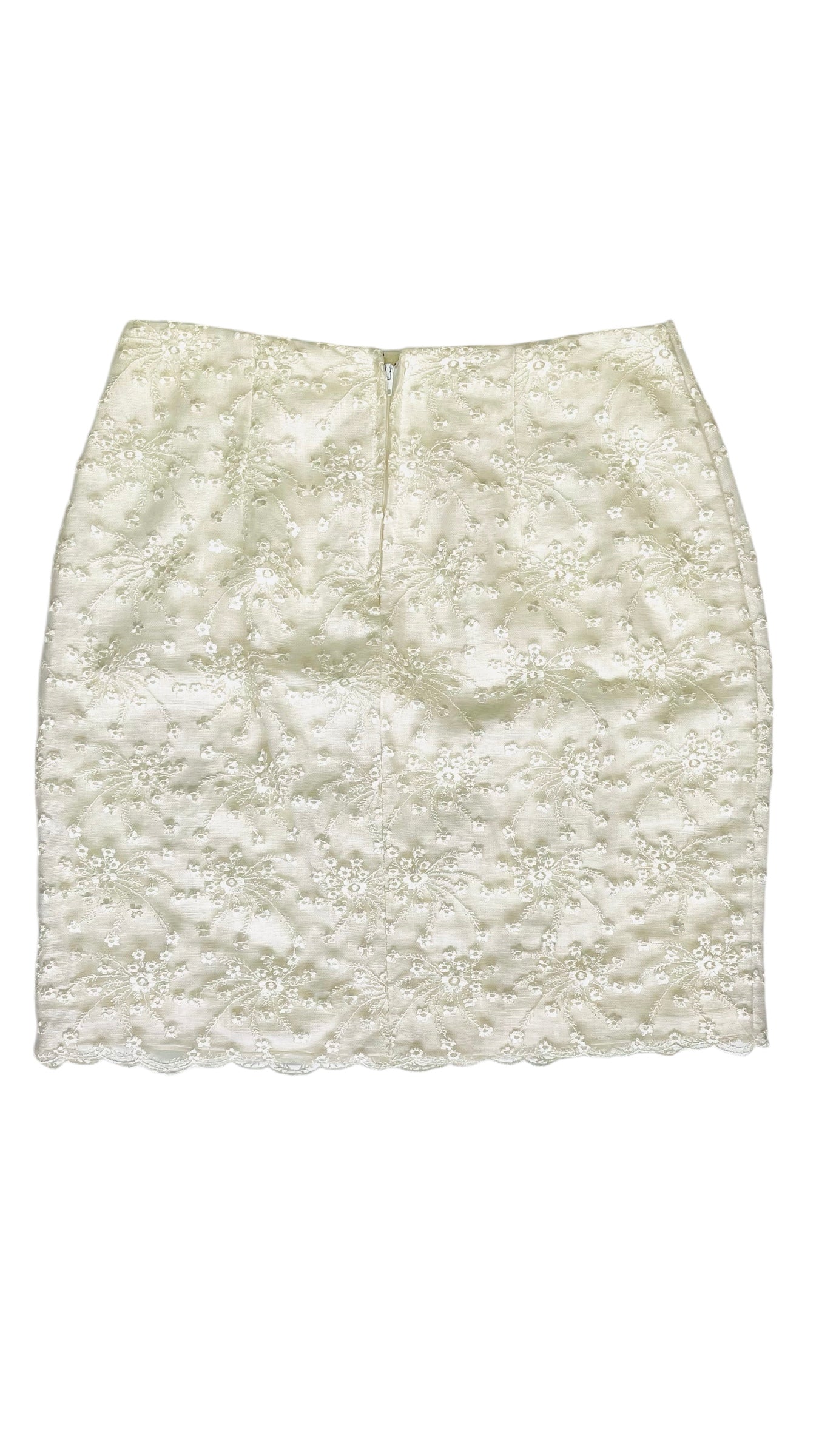 Vintage 90s CACHE cream floral embroidered skirt - Size S