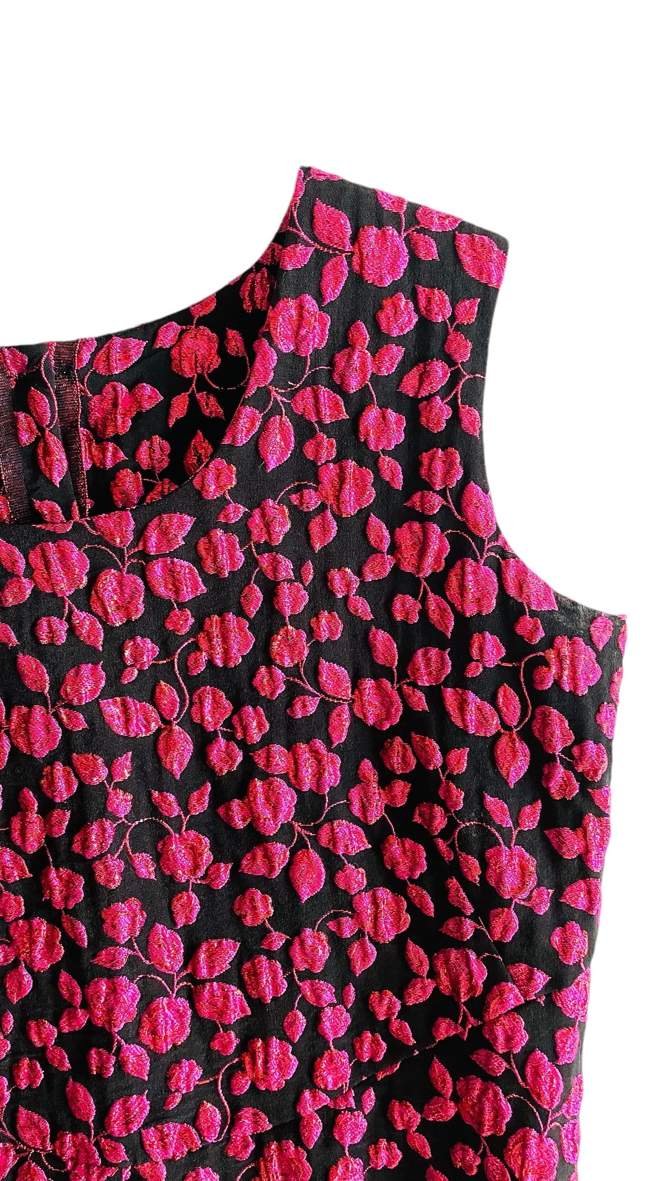 Vintage 60s black & pink metallic tank top - Size S