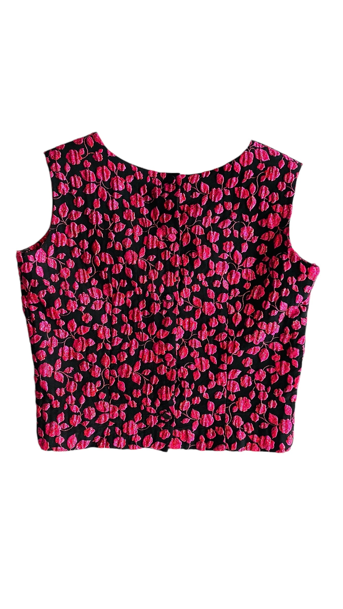 Vintage 60s black & pink metallic tank top - Size S