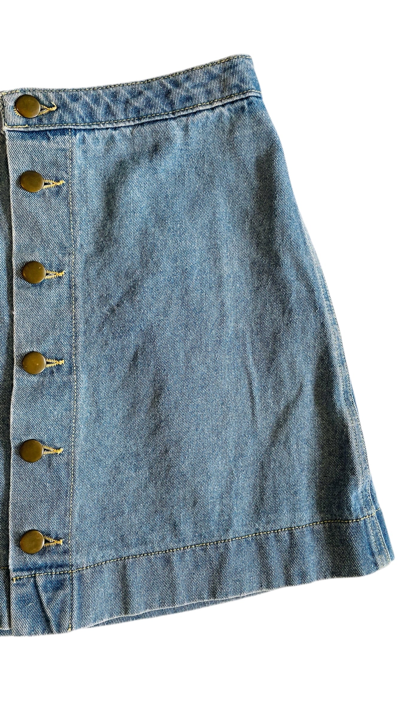 Pre-Loved blue denim AMERICAN APPAREL a-line mini skirt - Size S
