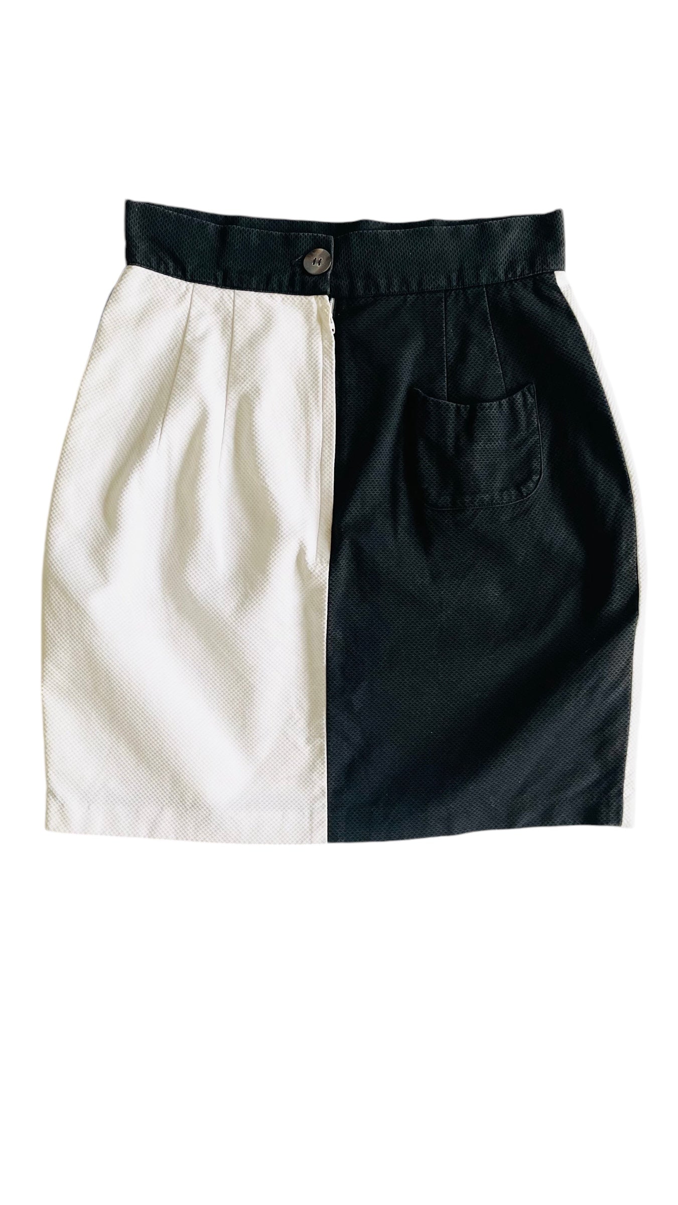 Vintage 90s black & white color block mini skirt - Size 10