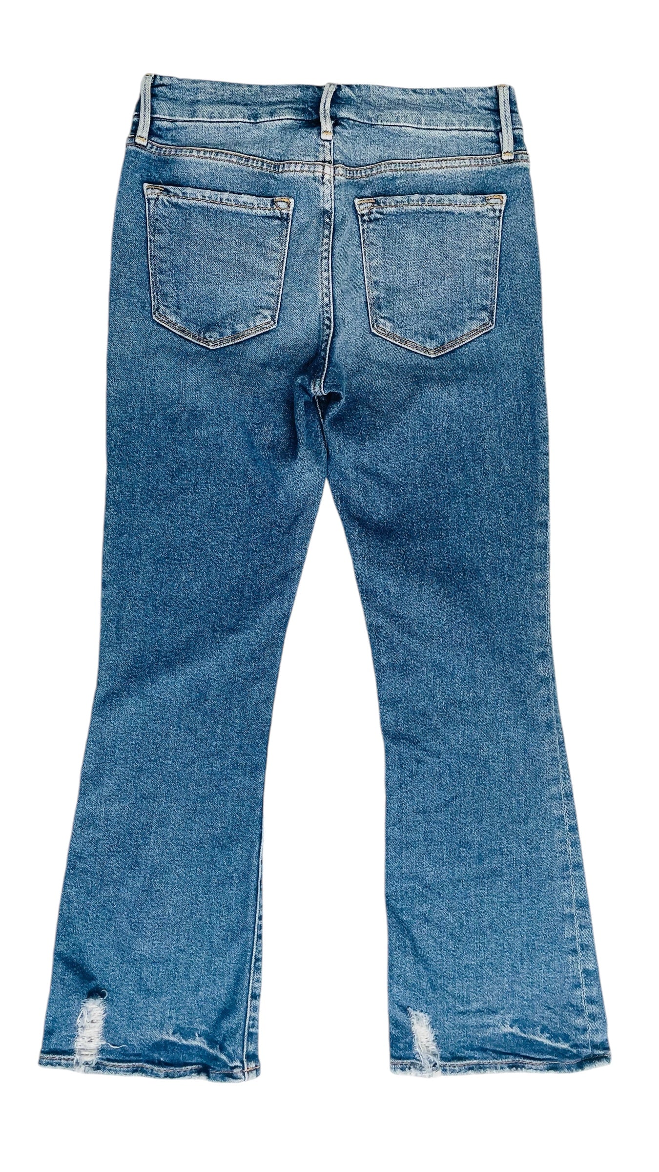 Pre-Loved FRAME mid blue le crop mini boot jeans - Size 25