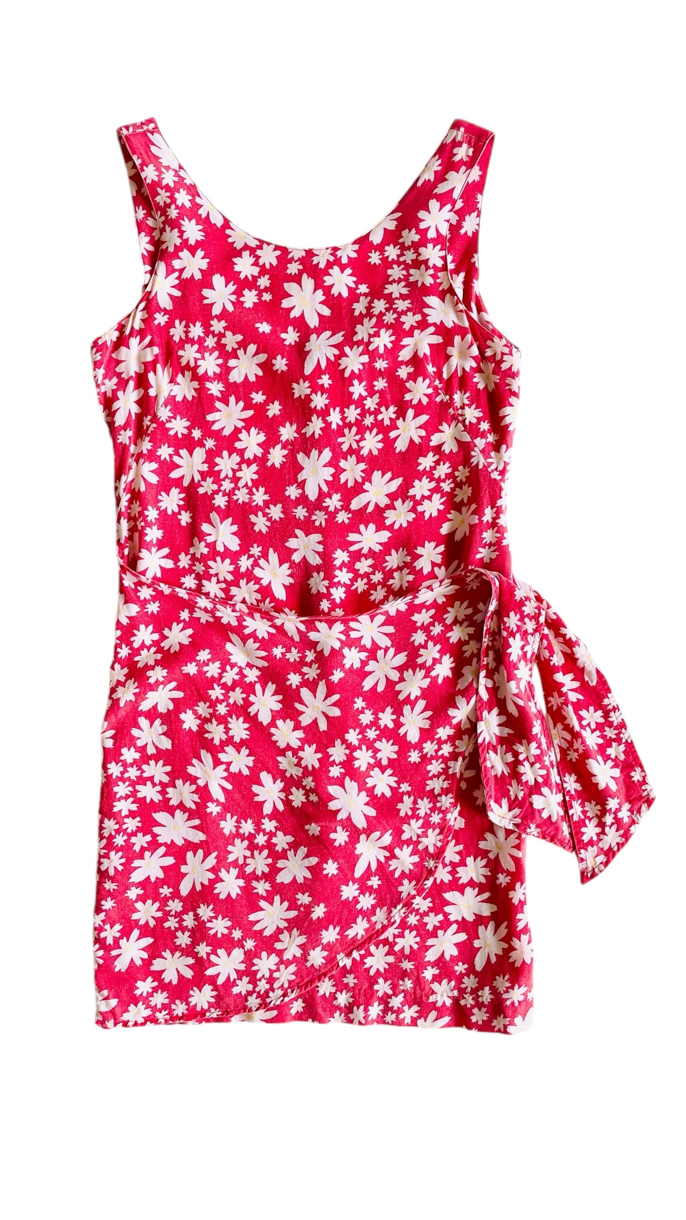 Vintage 90's GUESS red daisy flower print tank dress - Size M
