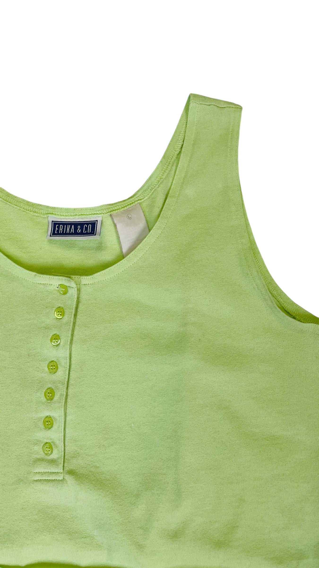 Vintage 90s neon green tank top - Size L