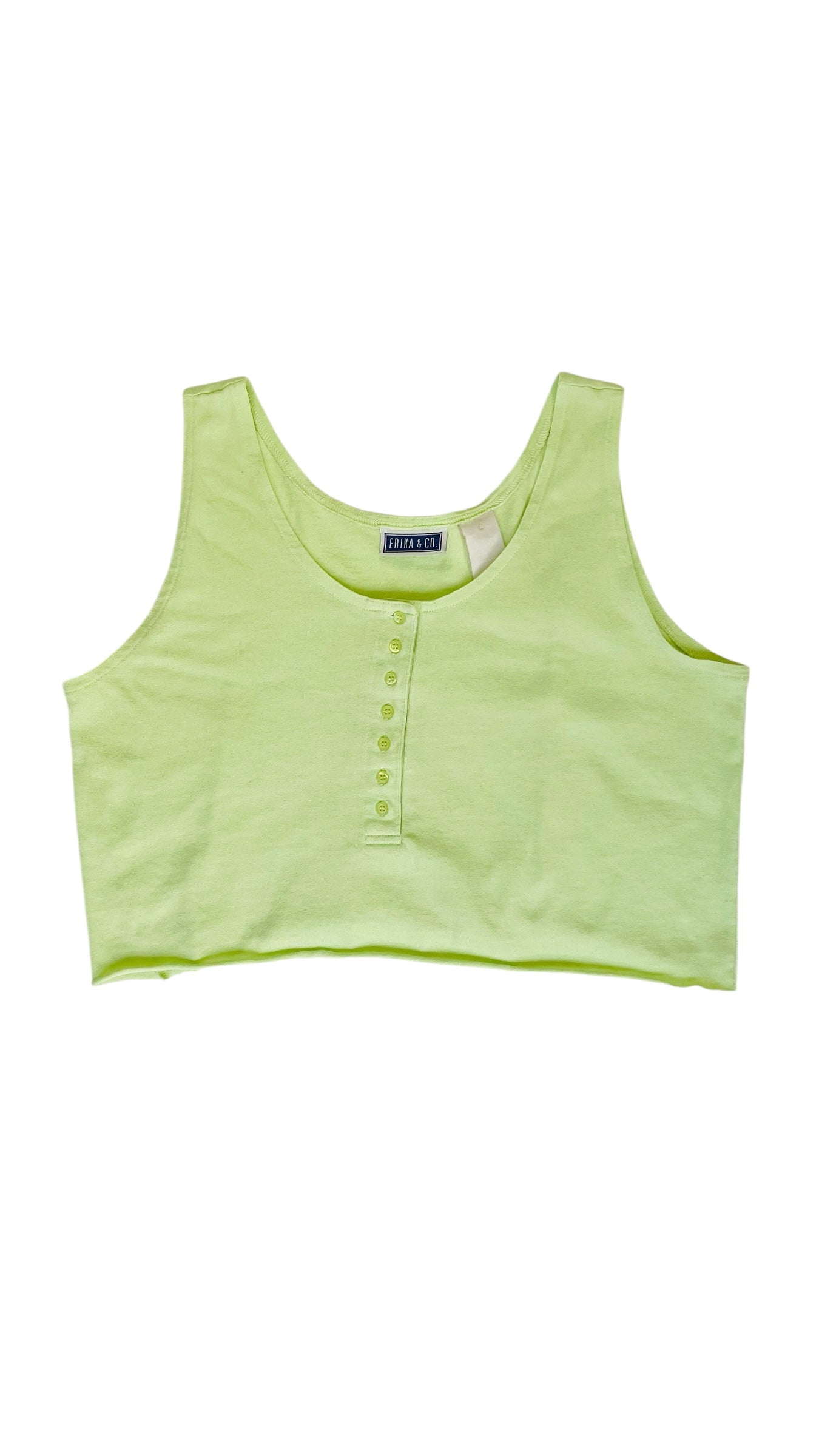 Vintage 90s neon green tank top - Size L