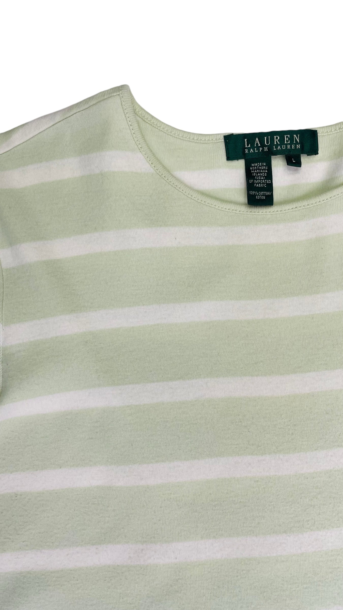 Vintage 90s LAUREN RALPH LAUREN mint green striped knit t shirt - Size L