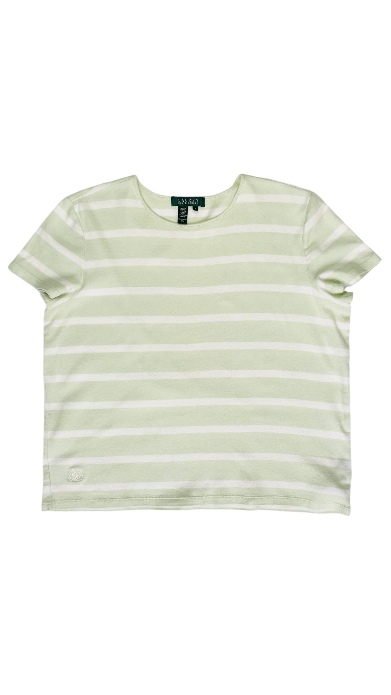 Vintage 90s LAUREN RALPH LAUREN mint green striped knit t shirt - Size L