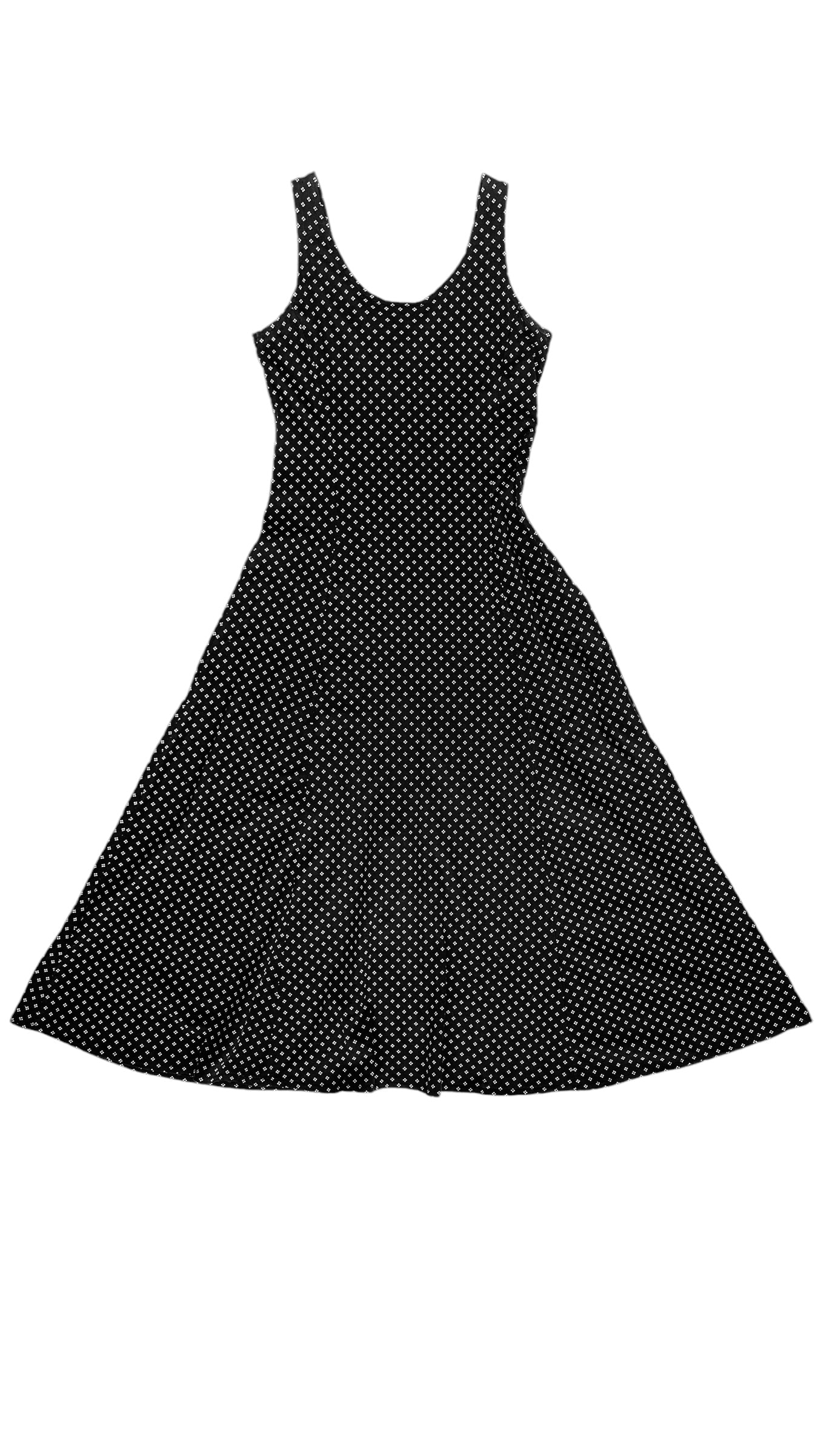 Vintage 90s black & white geometric print button up maxi tank dress - Size S