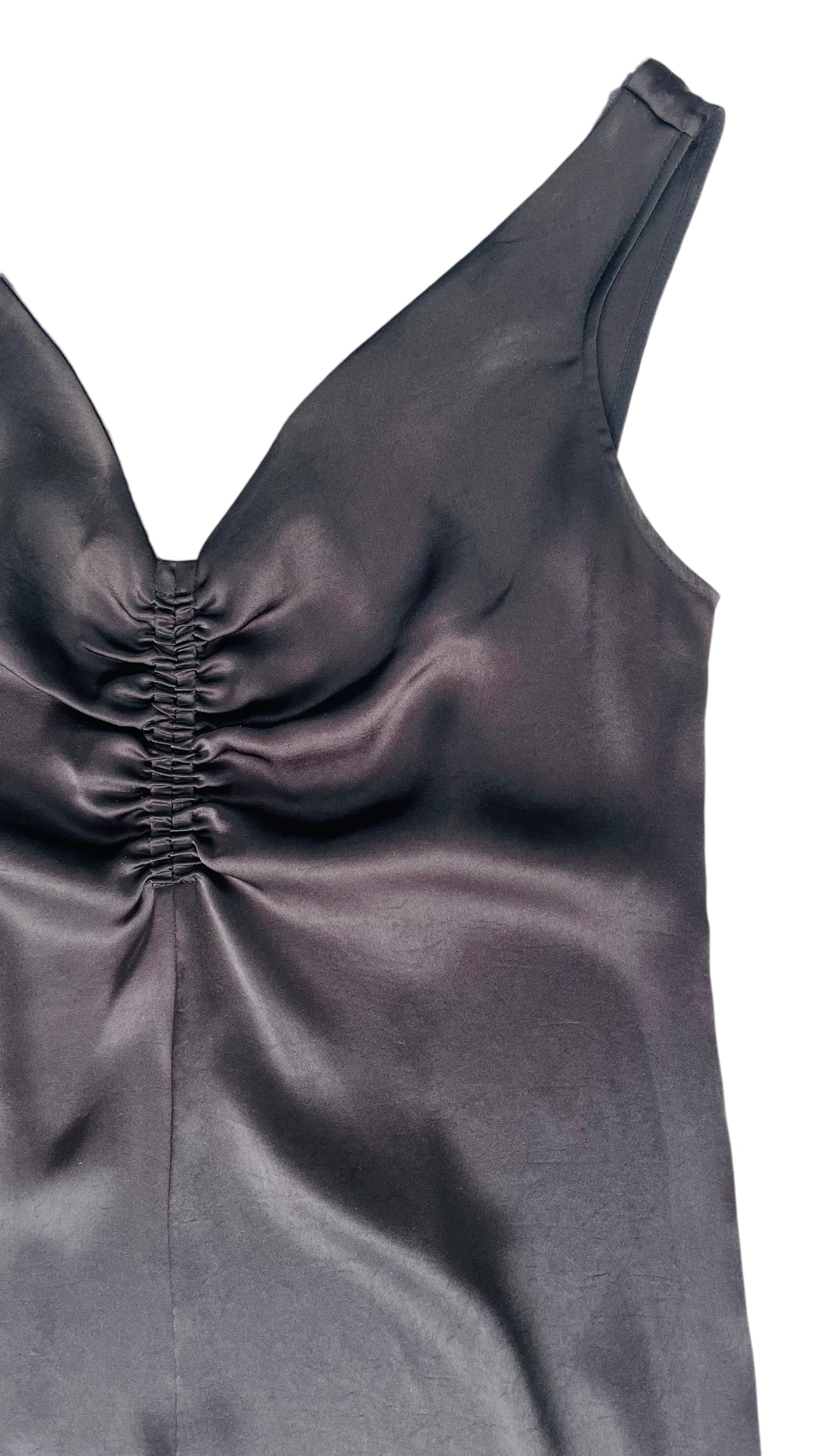 Pre-loved ALL SAINTS black satin mini tank dress - Size 6