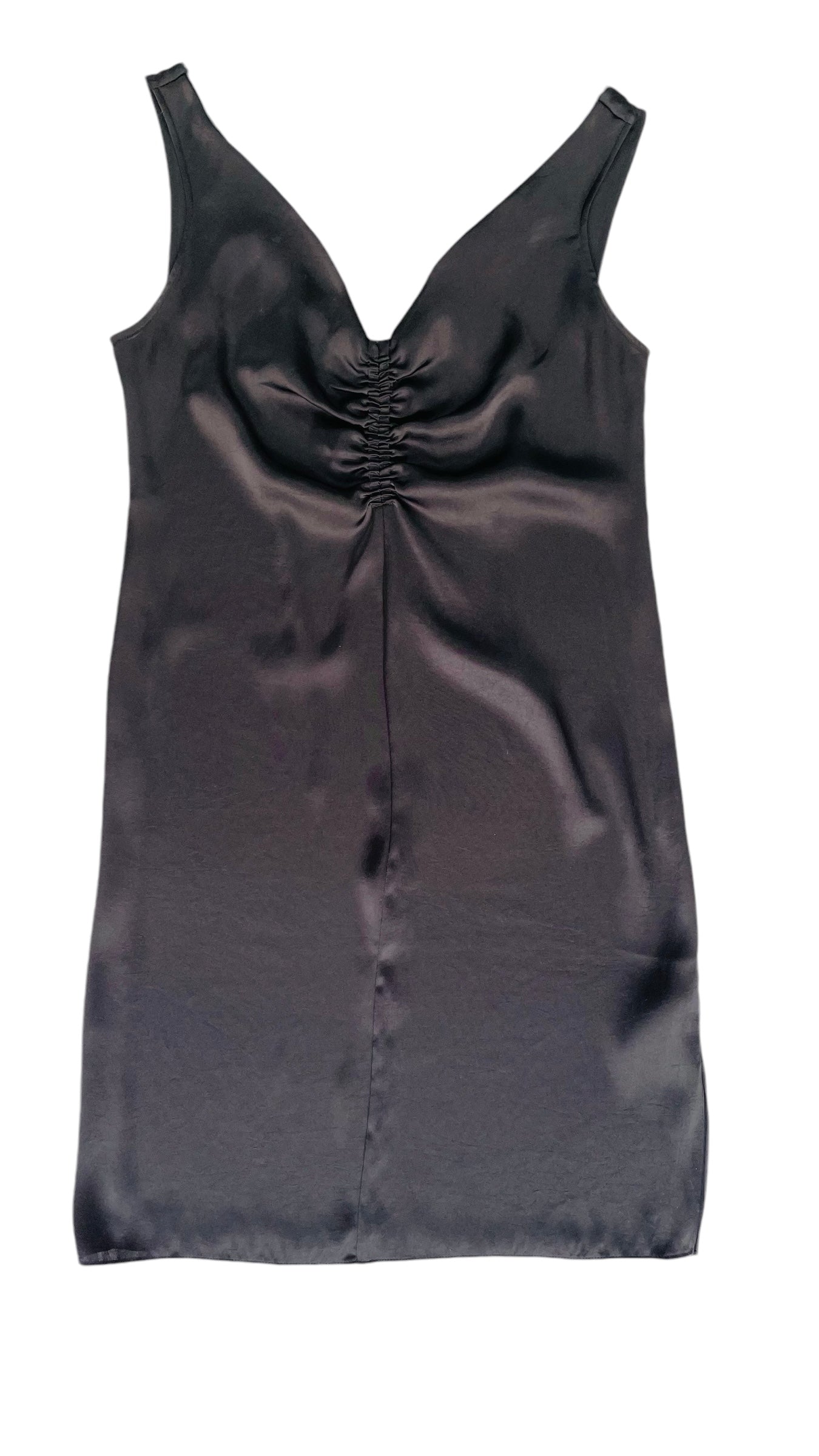 Pre-loved ALL SAINTS black satin mini tank dress - Size 6