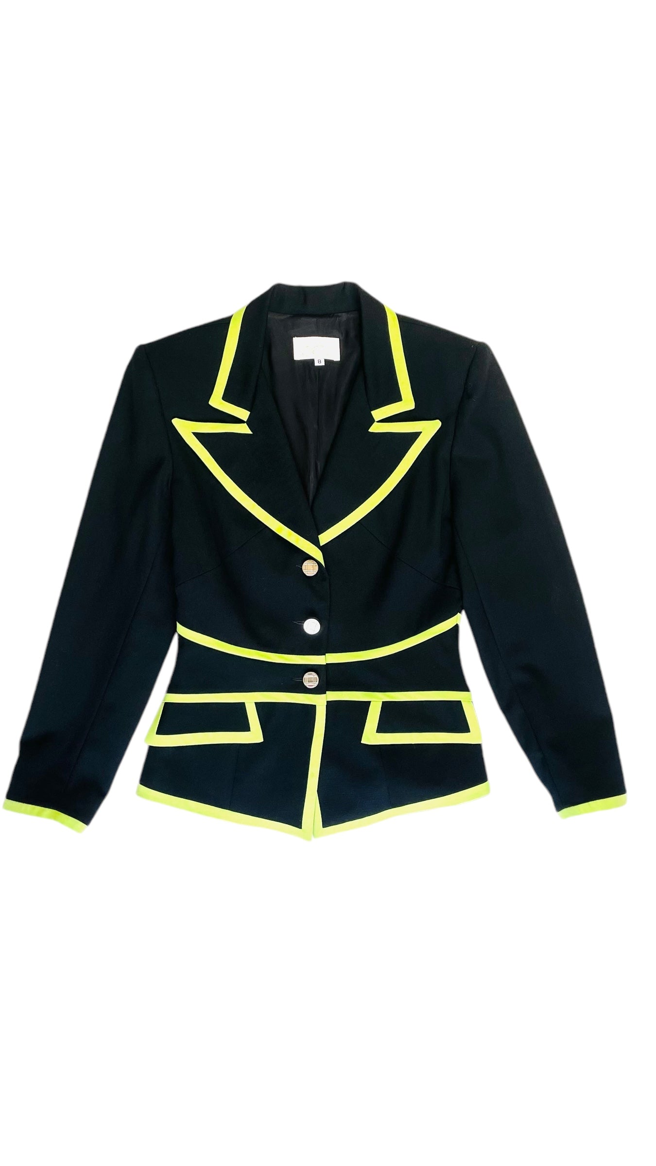 Vintage 90s CACHE back & lime green blazer with skirt set - Size 8