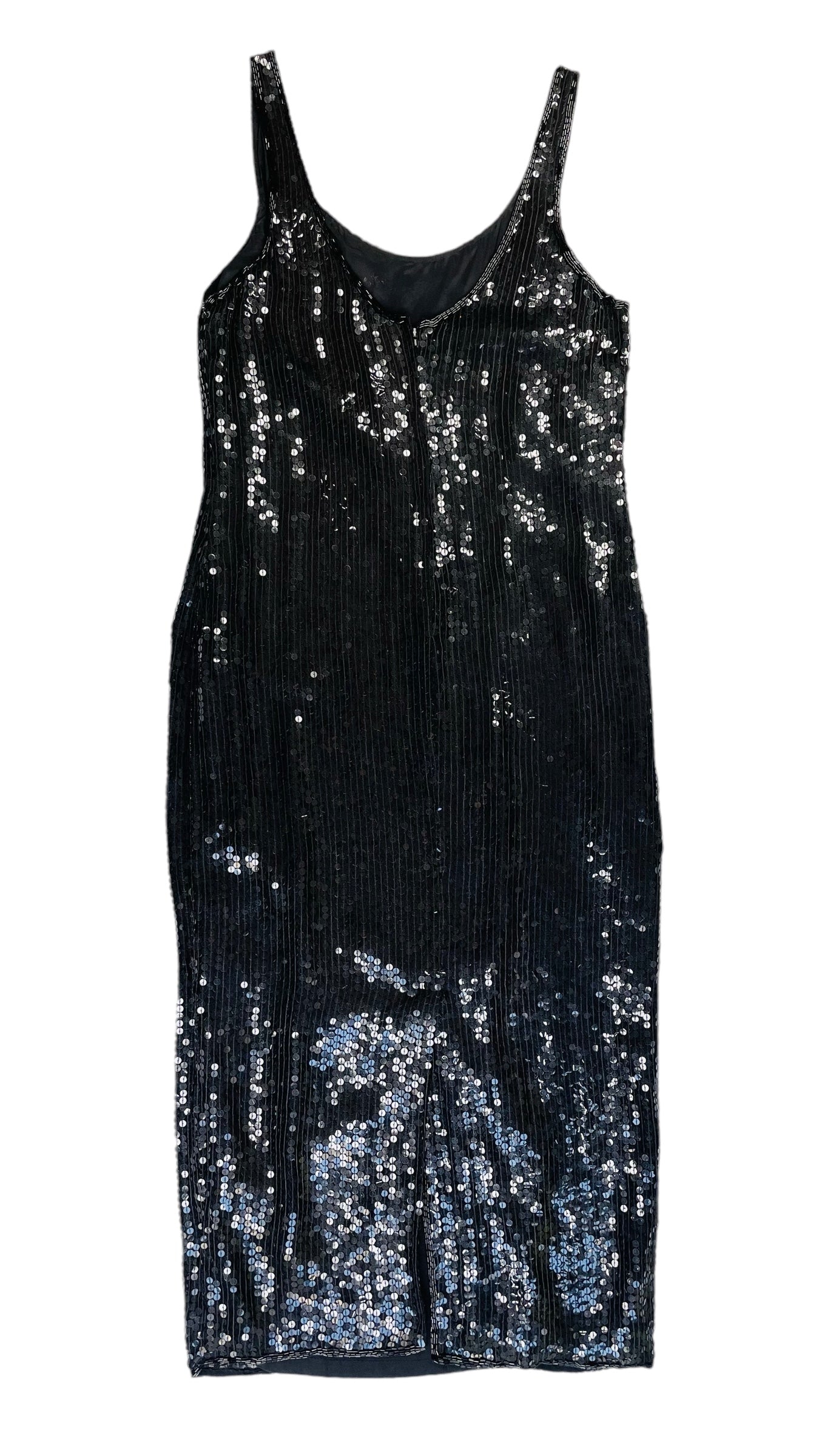 Vintage 80s black sequin tank maxi dress evening wear prom - Size 8/10