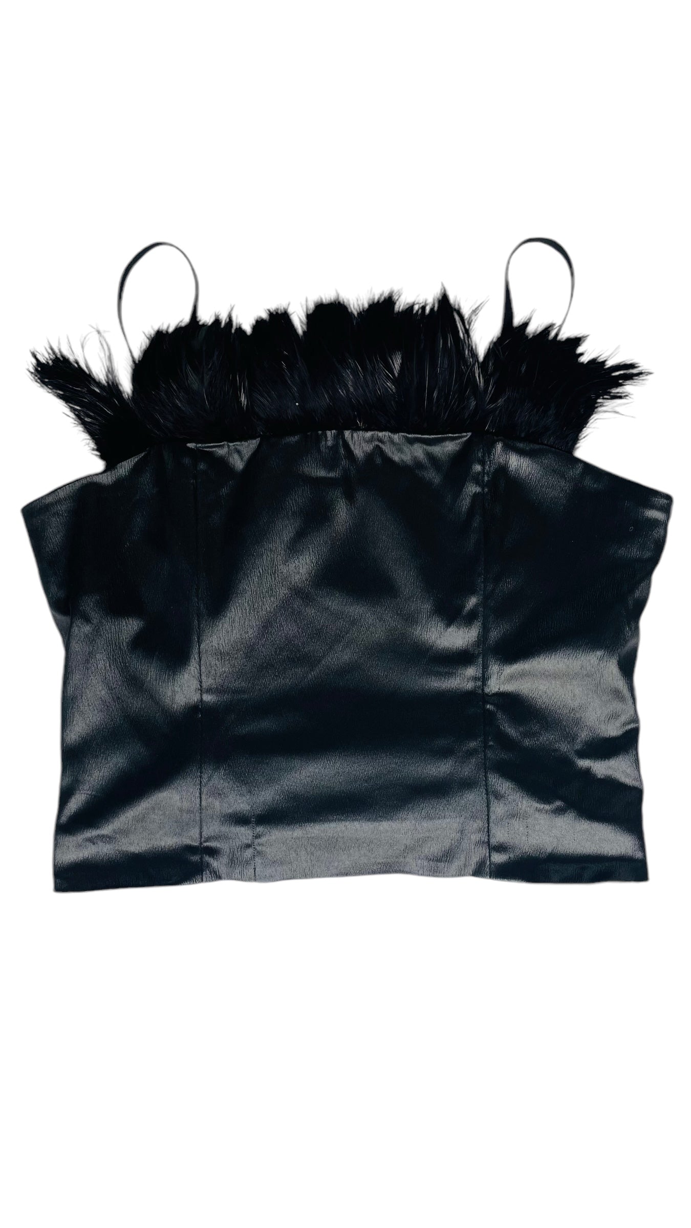 Vintage 90s CACHE black feather tank top - Size 10
